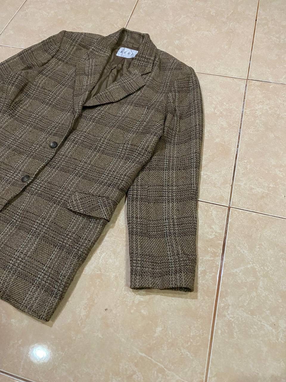 Japanese Brand Vintage Reve Wool Plaid Coat Size US M / EU 48-50 / 2 - 1 Thumbnail
