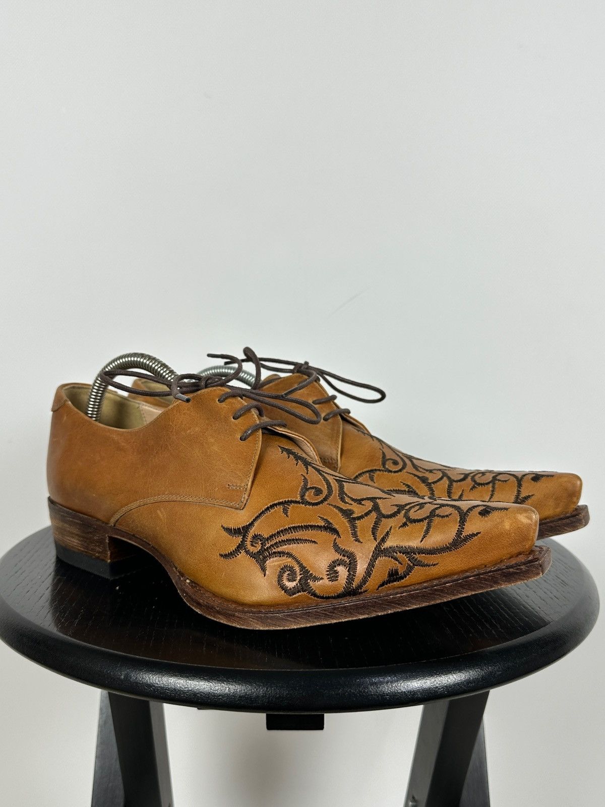 Sendra 7650 Sendra Brown Leather Embroidered Western Derby Shoes Size US 7 / EU 40 - 10 Thumbnail