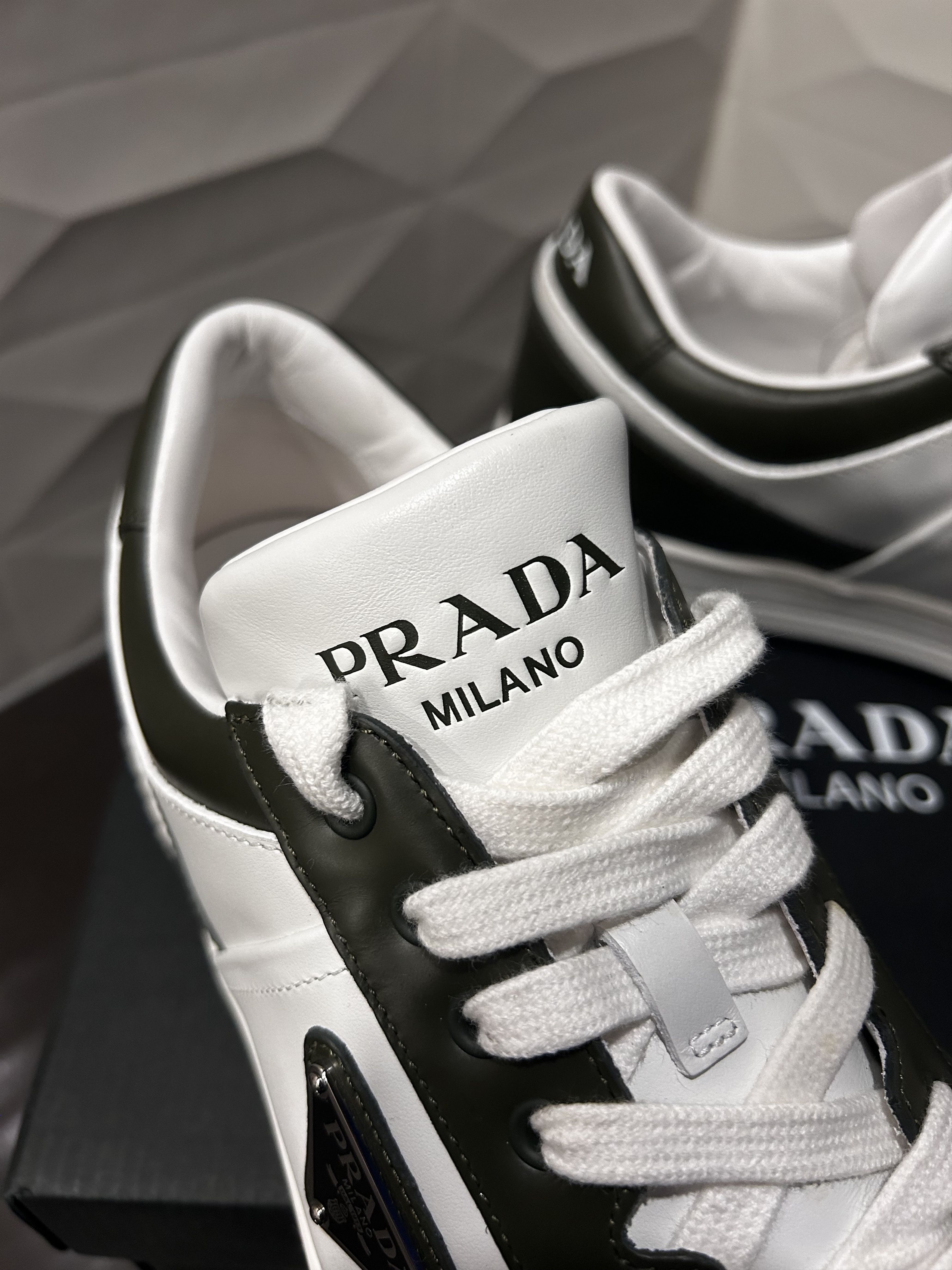 Prada 👟 Prada Downtown Leather Sneakers – Olive Green – Sz 10US Size US 10 / EU 43 - 9 Thumbnail