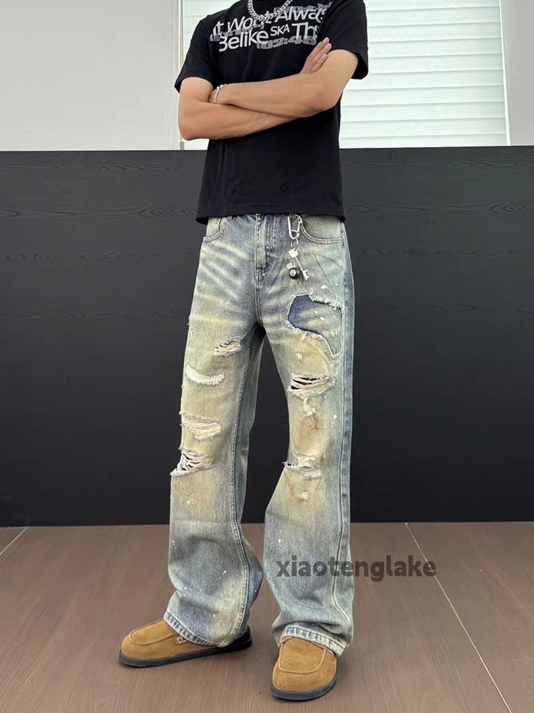 Jean ltx vintage washed faded skate hiphop damaged jeans Size US 34 / EU 50 - 3 Thumbnail