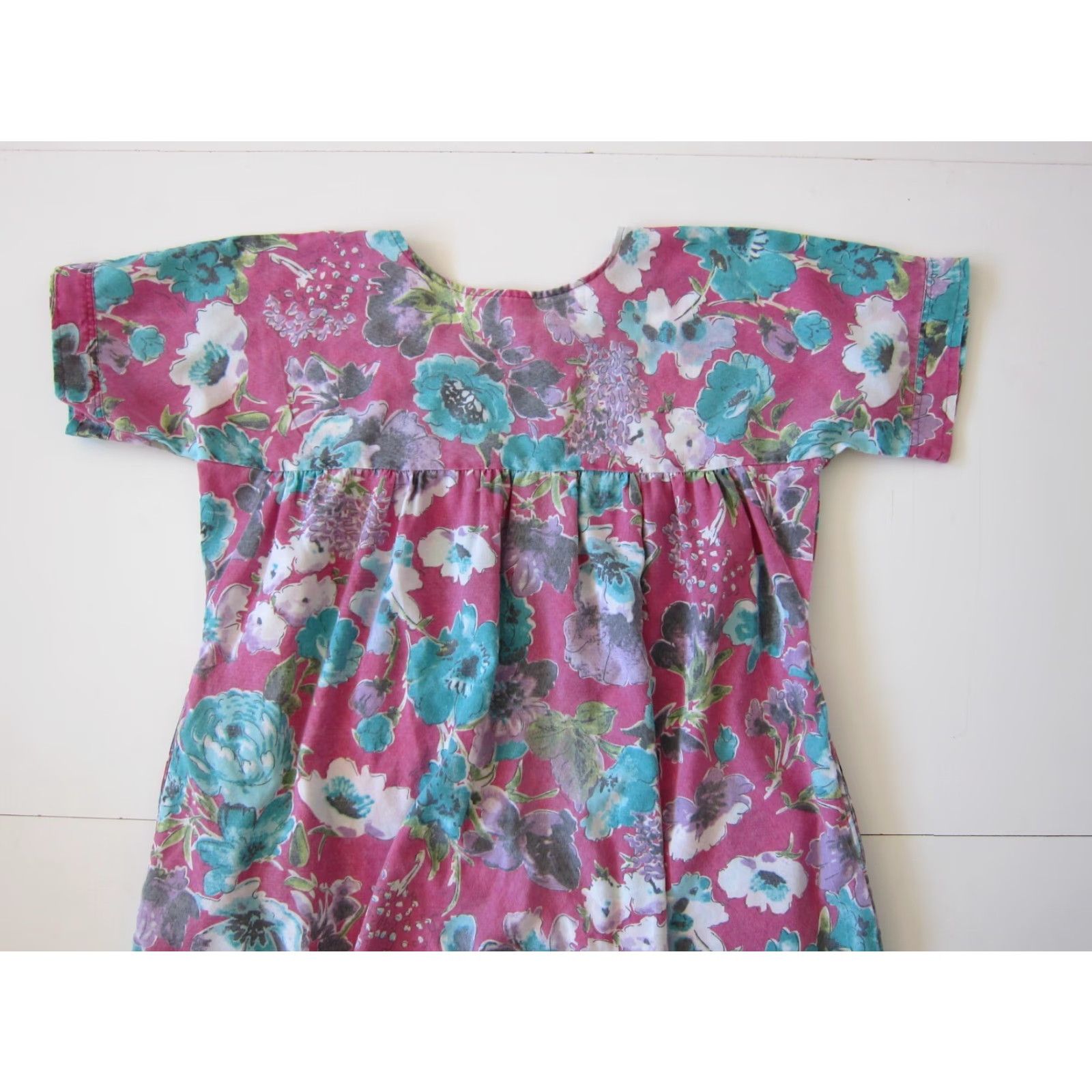 Vintage CW Classics Cotton Pink Blue Purple Floral Pocket Long Maxi Kaftan Dress Medium Size M / US 6-8 / IT 42-44 - 6 Thumbnail