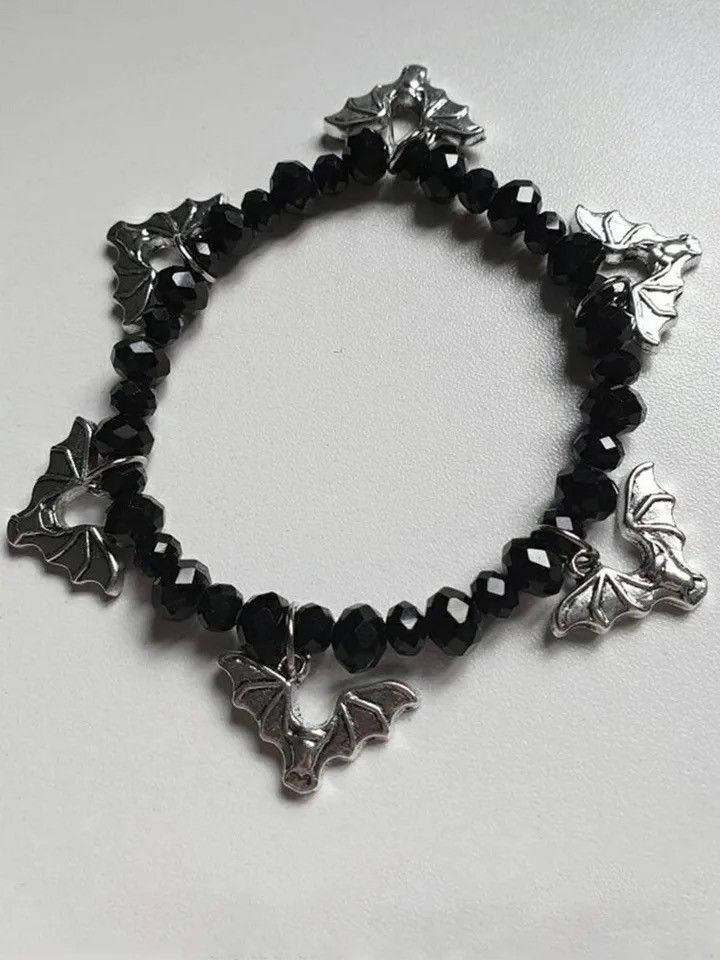 Jewelry Gothic Halloween Glass Crystal Bat Bracelet Size ONE SIZE - 3 Thumbnail