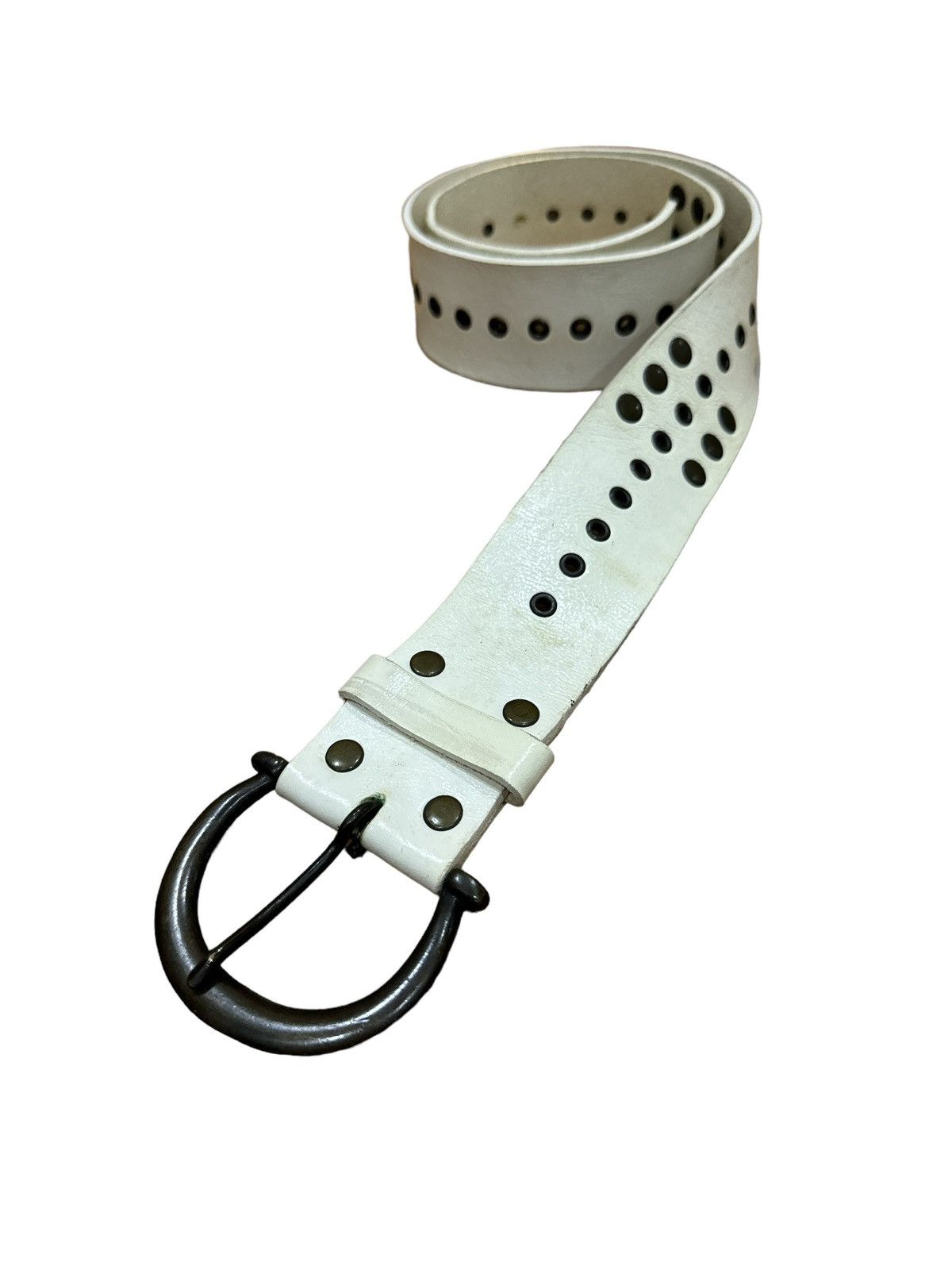 Genuine Leather × Japanese Brand × Other LAUTREAMONT METAL HARDWARE STUDDED LEATHER BELT Size 34 - 1 Thumbnail
