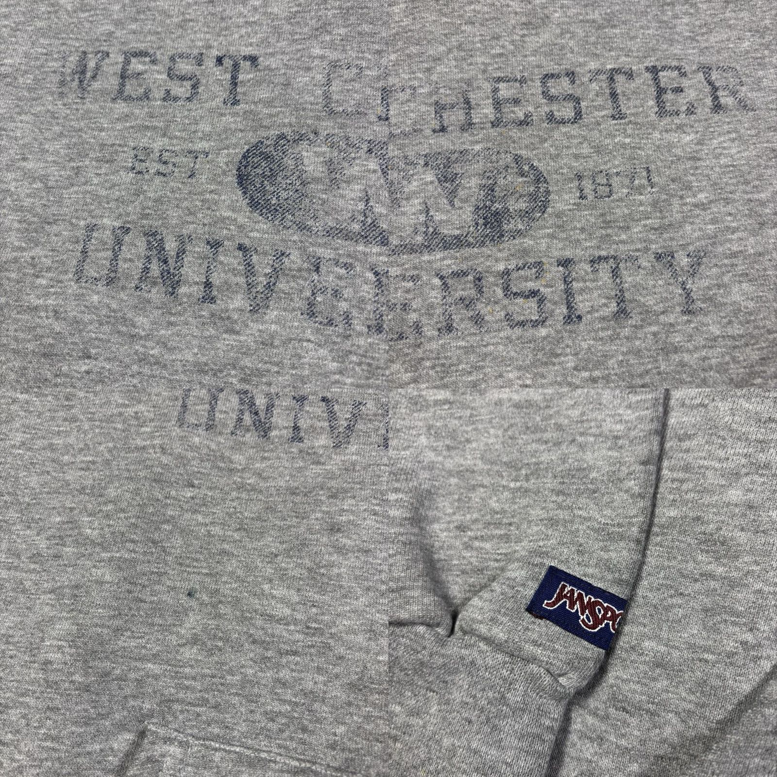 Jansport VINTAGE Jansport Hoodie Men L 90s College Gray Cotton Graphic Print Hooded Distressed Logo Size US L / EU 52-54 / 3 - 8 Thumbnail