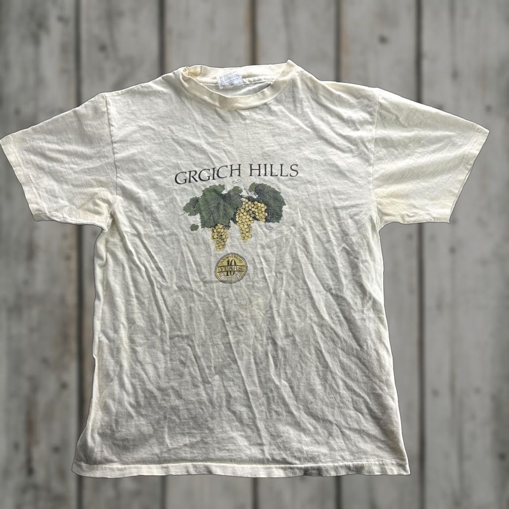 Hanes VINTAGE Hanes Grgich Hills T-Shirt Mens Large Beige Graphic Print 90s Anniversary Napa Valley Size US L / EU 52-54 / 3 - 1 Thumbnail