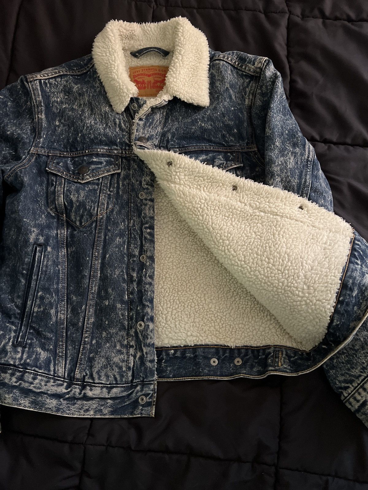 Levi's Levis’s Acid Washed Sherpa Lined Denim Jacket Size US S / EU 44-46 / 1 - 3 Thumbnail