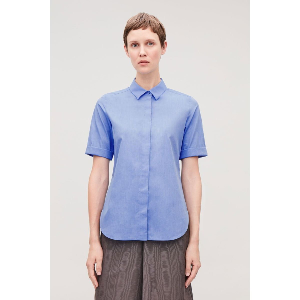 Cos NWOT COS Short-Sleeved Shirt With Turn Ups Sz 2 Size XS / US 0-2 / IT 36-38 - 3 Thumbnail