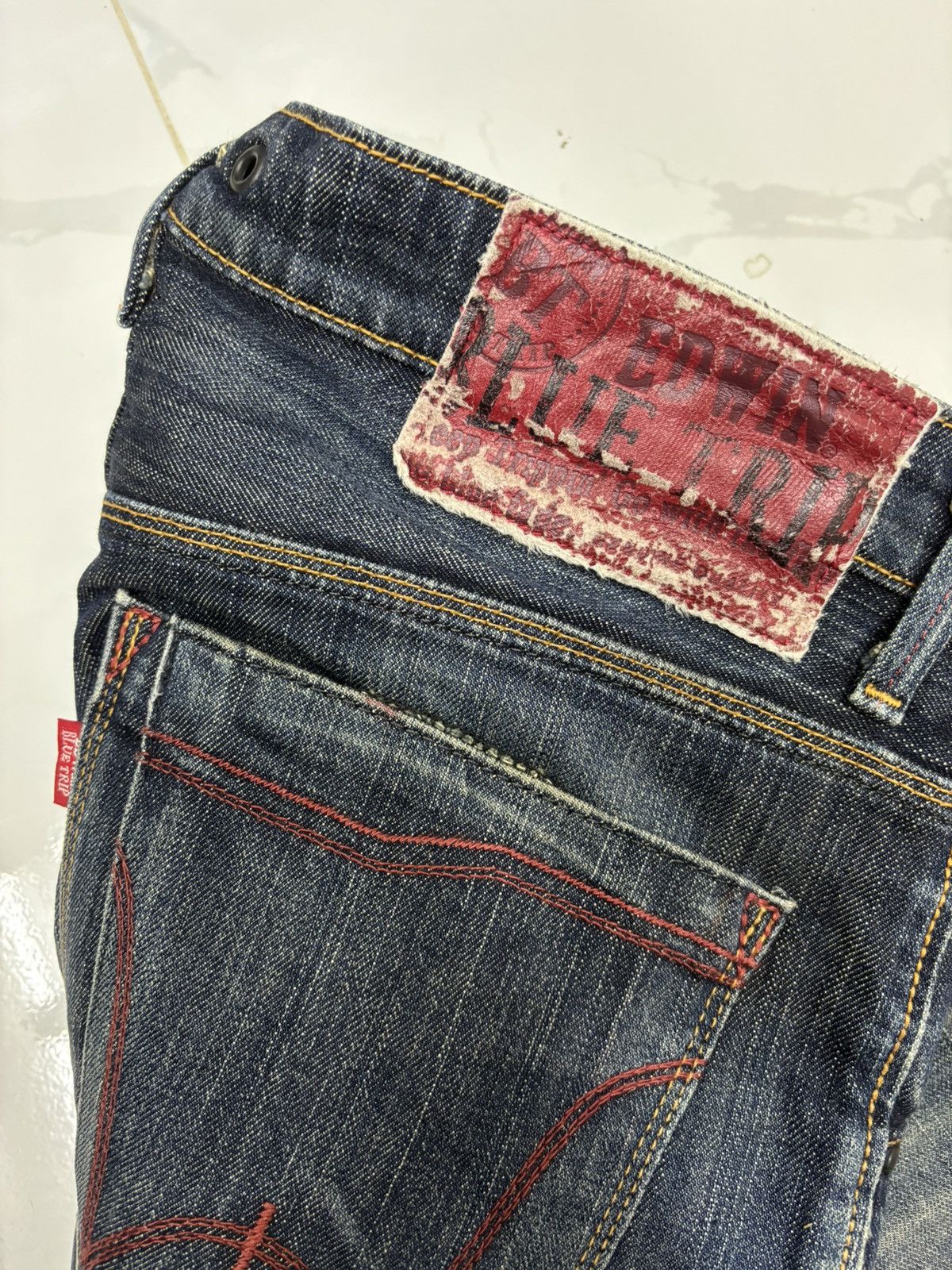 Kapital Edwin Blue Trip Curved Banana Cut Loose Jeans Size US 34 / EU 50 - 11 Thumbnail