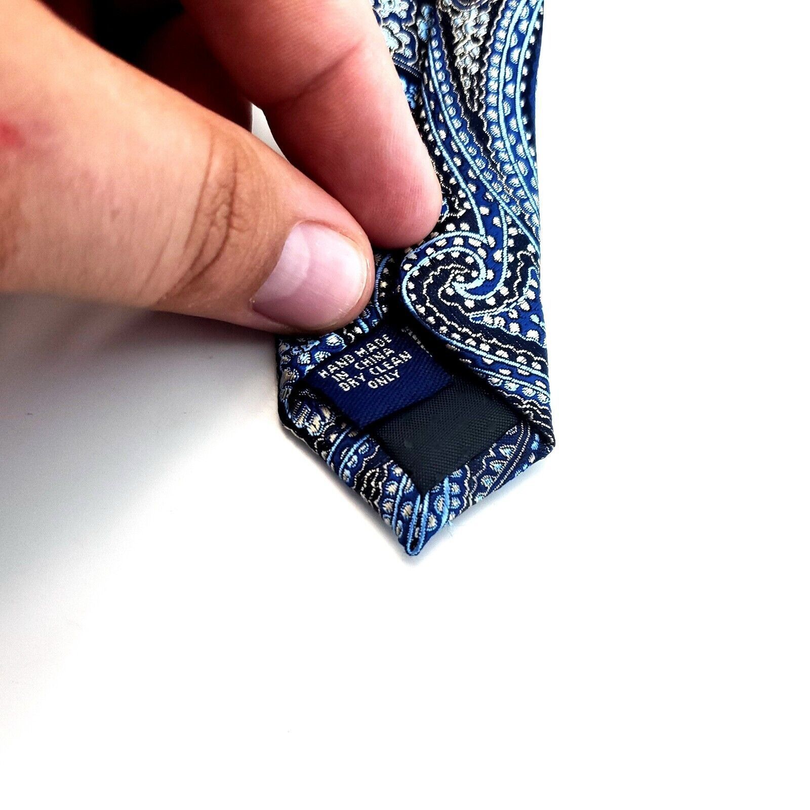 Designer Versa Collezioni Blue Gray Woven Paisley Silk Tie Size ONE SIZE - 4 Thumbnail