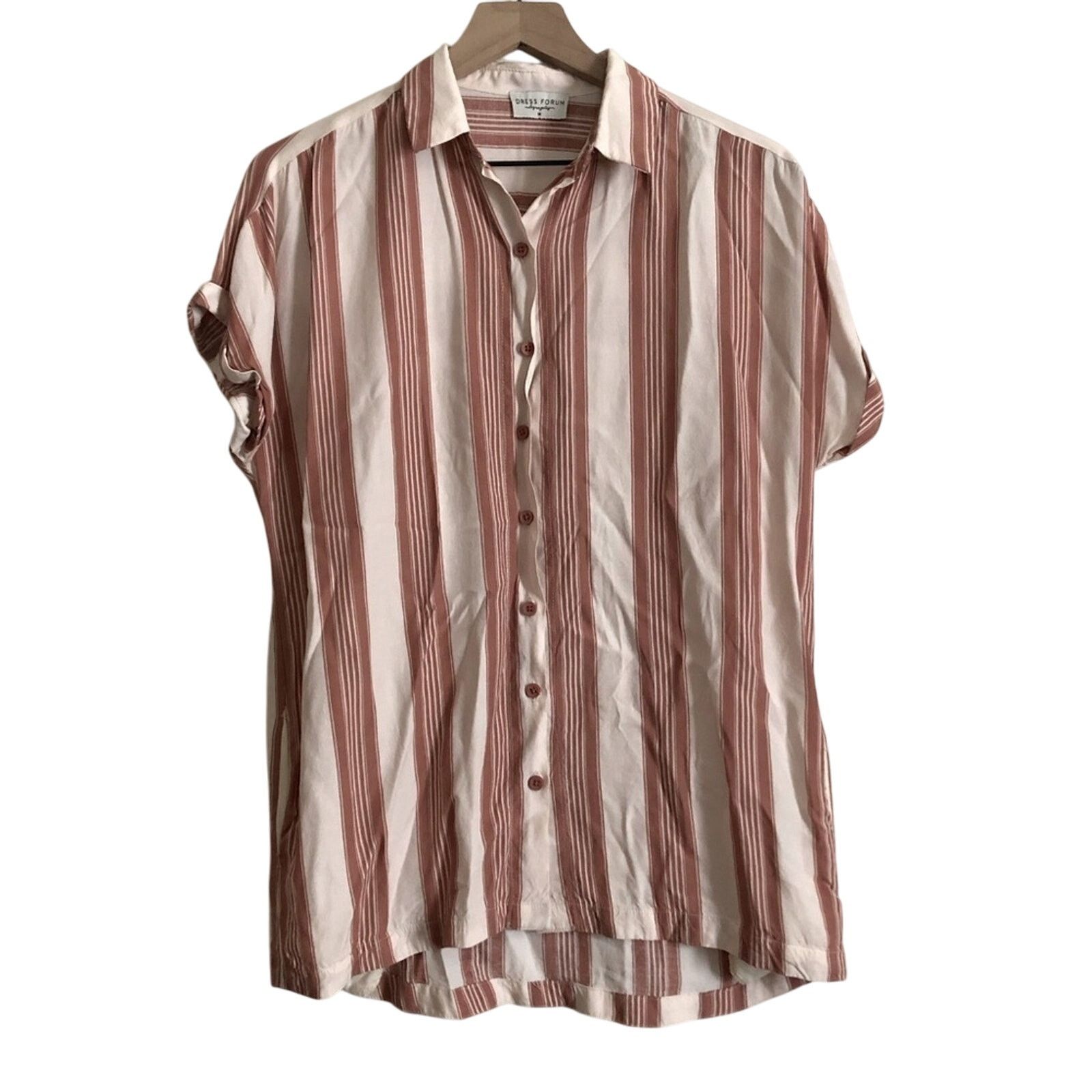 Other Dress Forum Red Ivory Stripe Button Up Blouse Shirt Top Size M / US 6-8 / IT 42-44 - 1 Thumbnail
