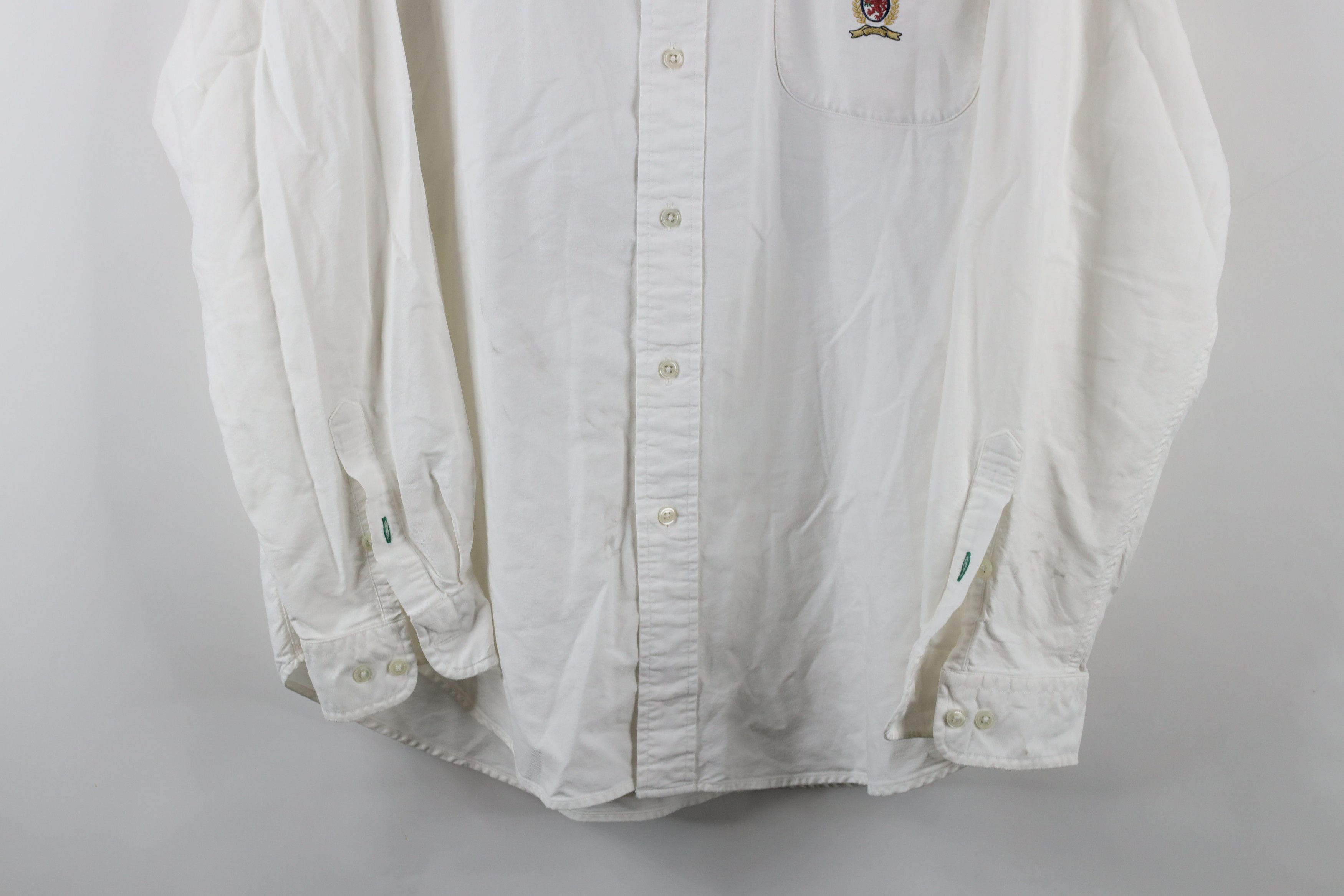 Tommy Hilfiger × Vintage Vintage 90s Tommy Hilfiger Big Logo Band Collar Button Shirt Size US L / EU 52-54 / 3 - 3 Thumbnail