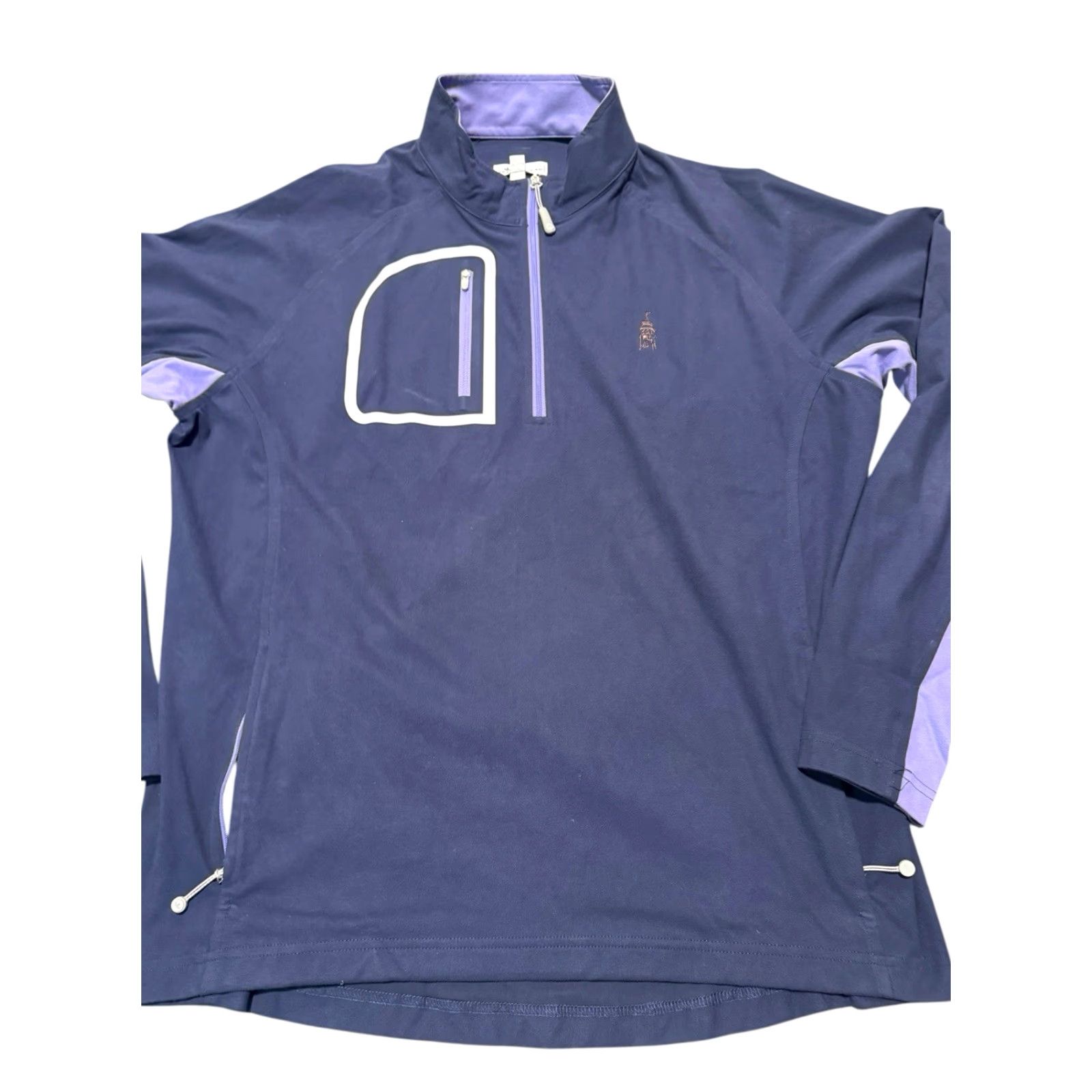 Peter Millar Peter Millar Crown Sport Forge Performance Quarter Zip Shirt Men L Blue/purple Logo Crest Golf Activewear Size US L / EU 52-54 / 3 - 3 Thumbnail