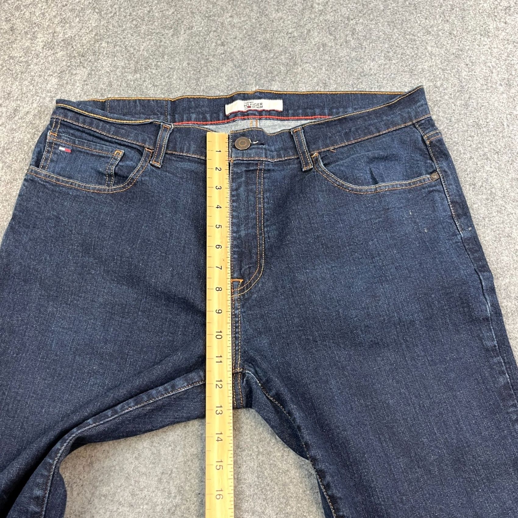 Tommy Hilfiger Tommy Hilfiger Mens Jeans Regular Straight 36 32 Dark Blue Raw Indigo Neppy Denim 5-Pocket Mens Jeans Regular Dark Blue 36 in Waist 32 in Inside Leg Size US 36 / EU 52 - 5 Thumbnail