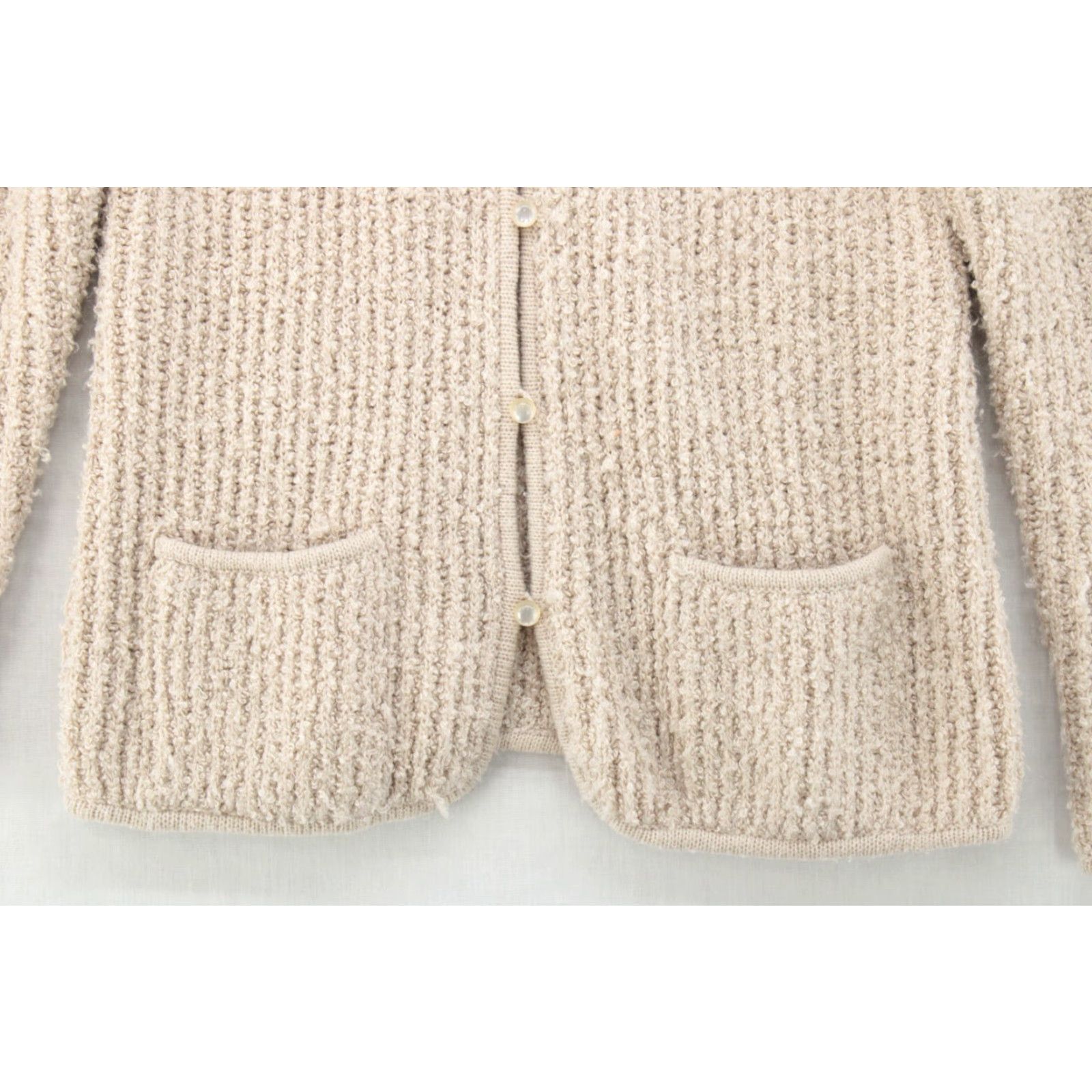 Vintage VINTAGE May Co Cardigan Womens M Beige Boho Grandmacore Old Money 80s 90s Pockets Buttons Womens Size M / US 6-8 / IT 42-44 - 2 Thumbnail