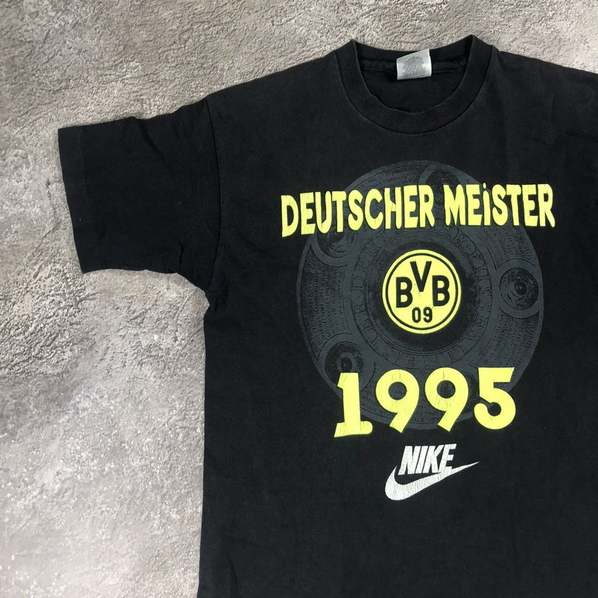 Vintage Vintage 90s Nike BVB Graphic Tee Streetwear Faded Black L Size US L / EU 52-54 / 3 - 3 Thumbnail