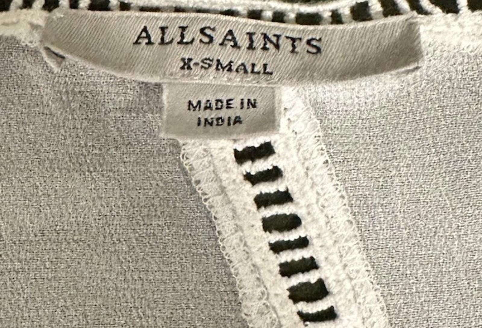 Allsaints AllSaints Women White Lace Sheer Top Blouse XS Short Sleeve Size XS / US 0-2 / IT 36-38 - 3 Thumbnail
