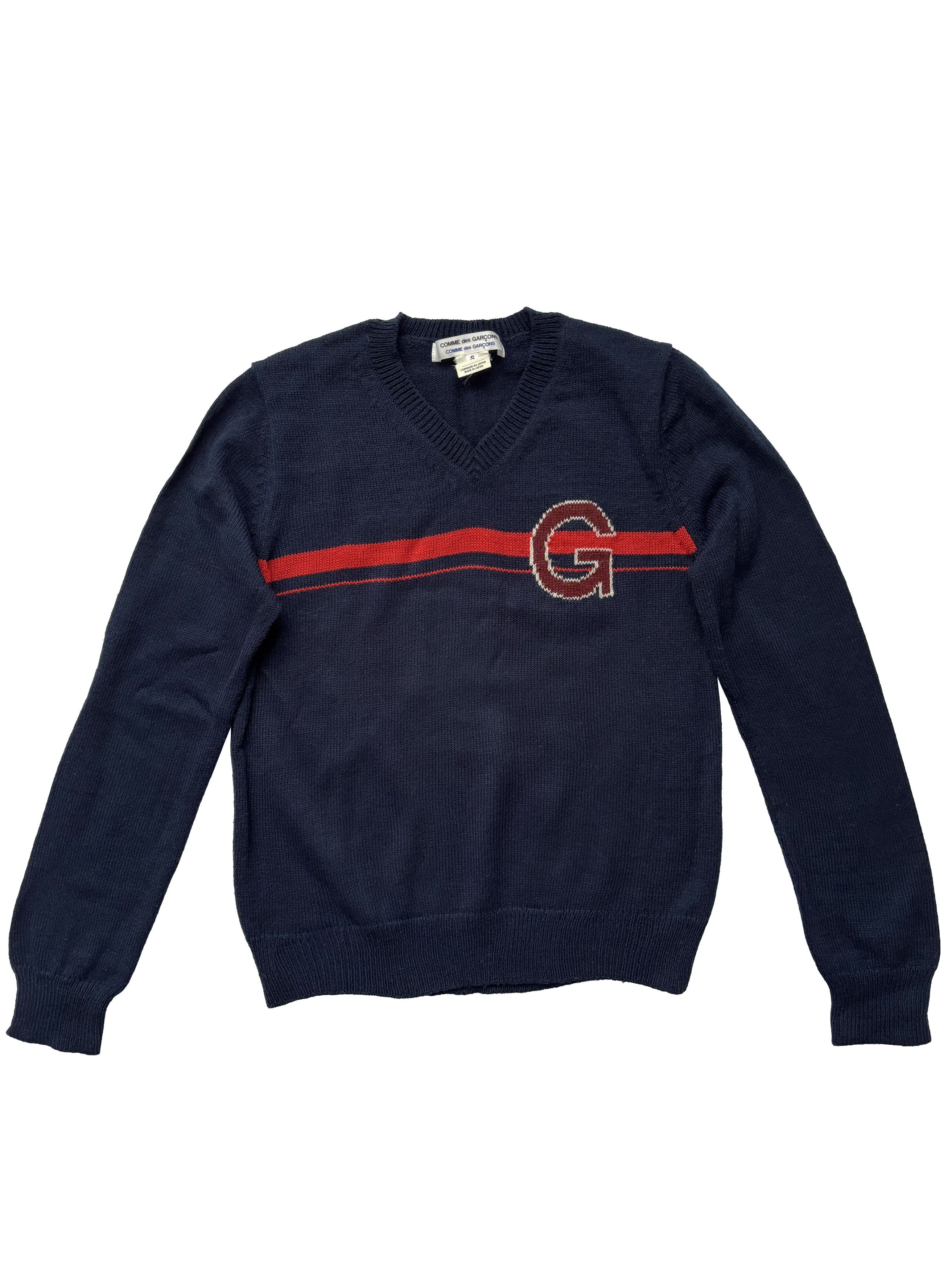 Comme des Garcons ⚡️QUICK SALE⚡️ Comme des Garcons Navy V-Neck Sweater Size US S / EU 44-46 / 1 - 1 Thumbnail