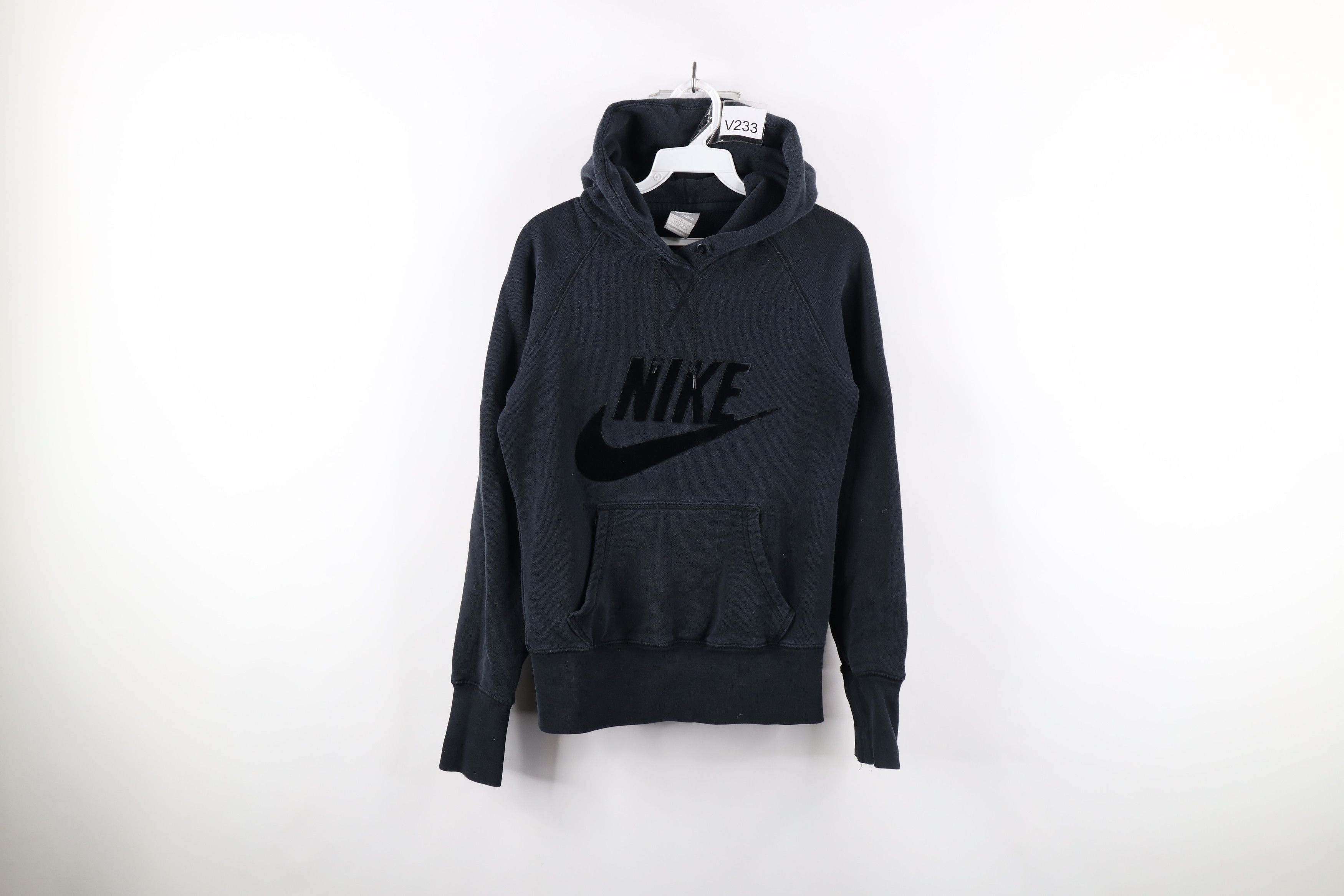 image of Nike Travis Scott Big Swoosh Felt Logo Hoodie in Black, Women's (Size Small)