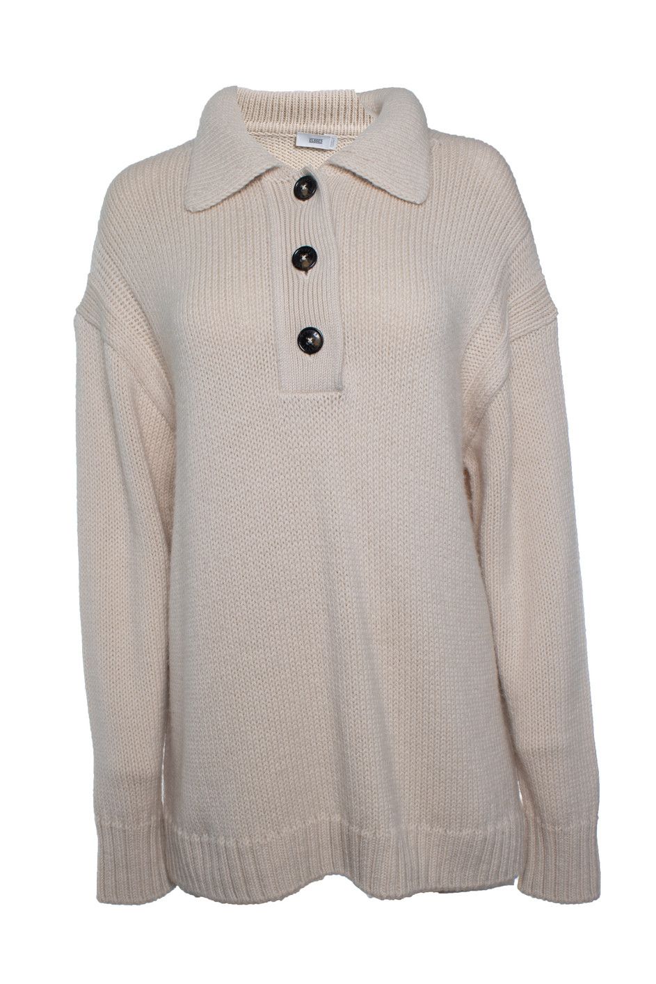CLOSED Closed, oversized knitted polo sweater in beige Size XL / US 12-14 / IT 48-50 - 1 Thumbnail