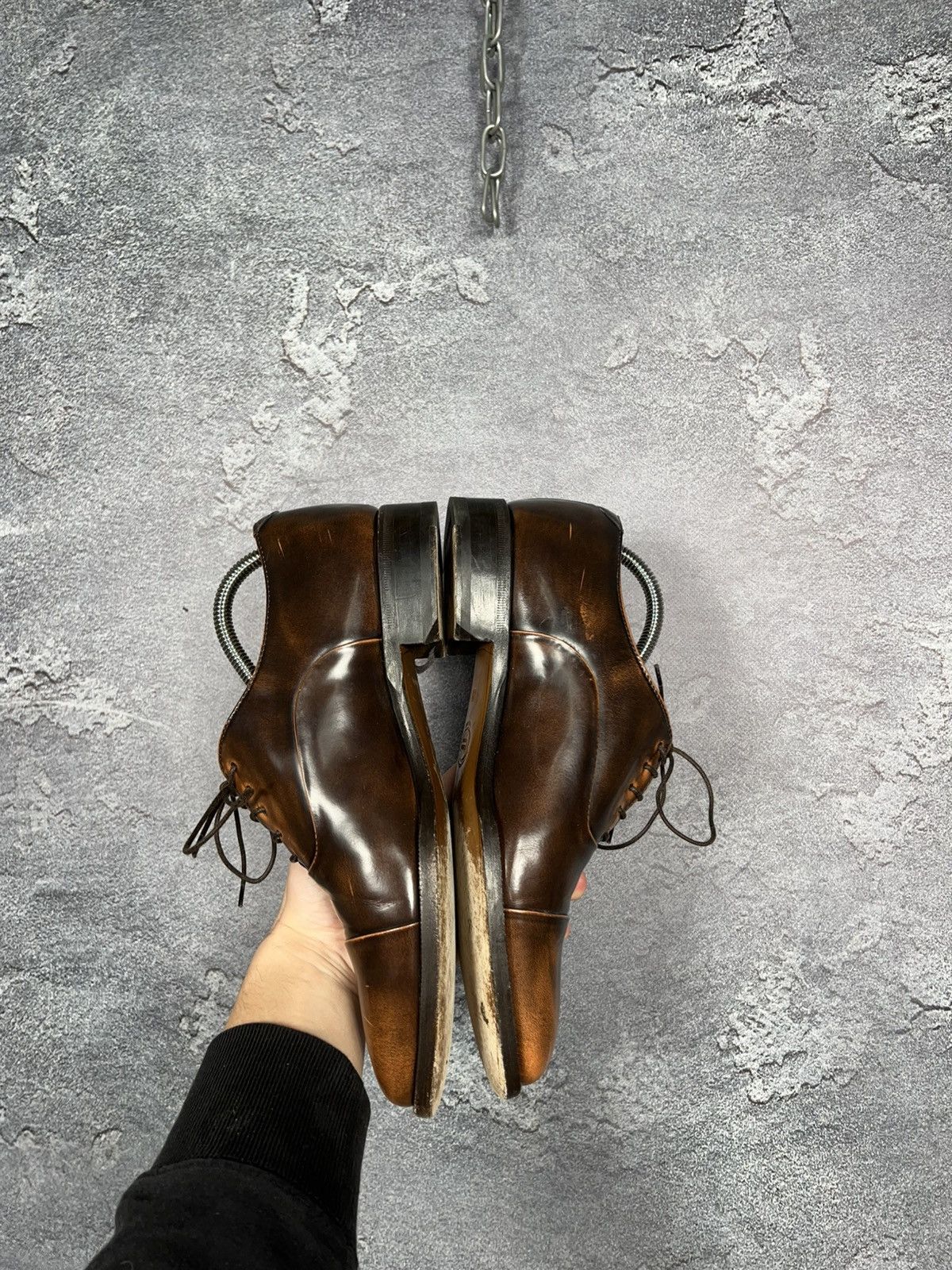 Scarosso Brown Leather Casual Oxford Shoes Size 41
