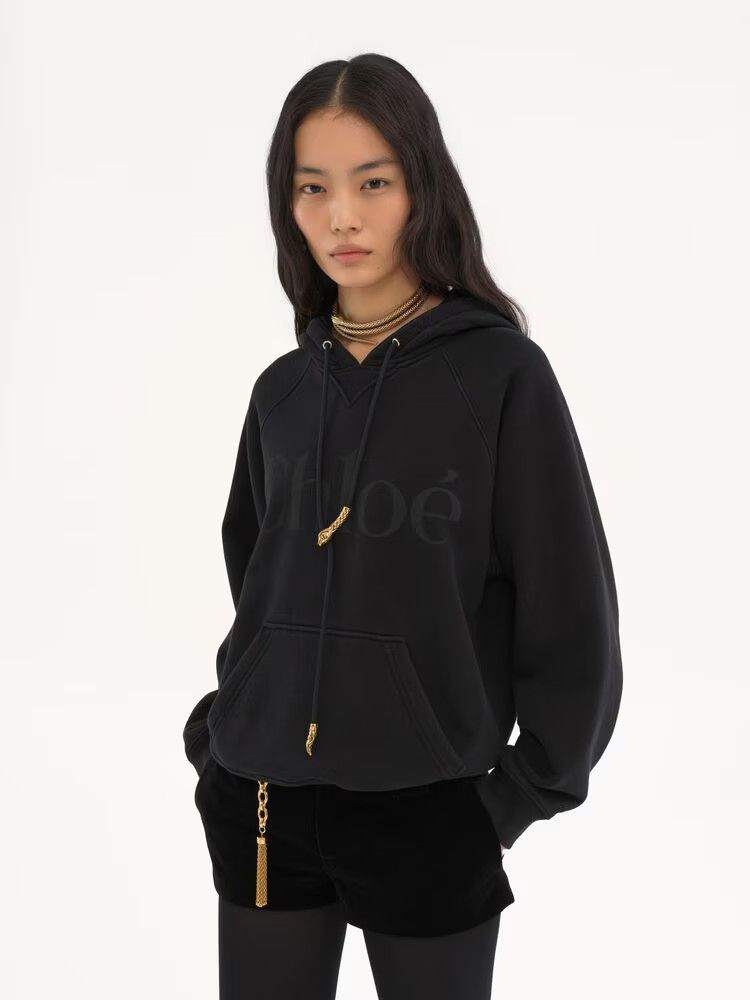Chloe o1loc1c11125 Generous Logo Hoodie in Black Size M / US 6-8 / IT 42-44 - 3 Thumbnail