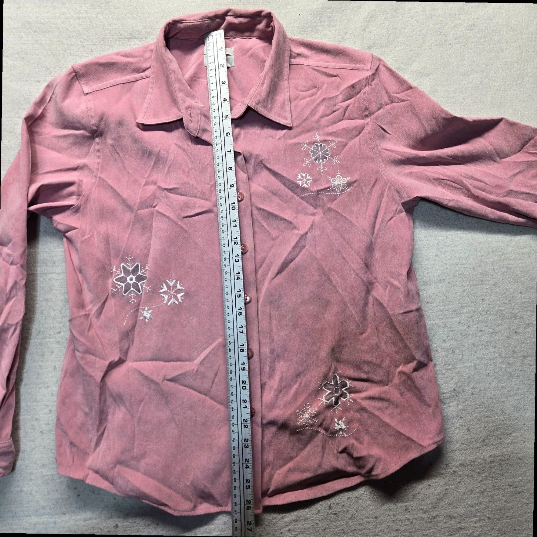 Vintage Christopher Banks Women's XL Shirt Pink Snowflake Winter Heavy Button Up Size XL / US 12-14 / IT 48-50 - 7 Thumbnail