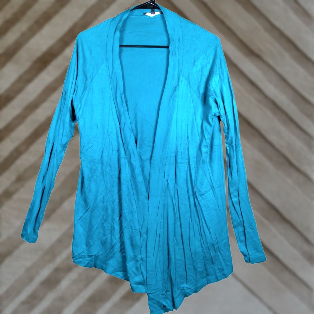 Express Express Cardigan Blue Open Front Lightweight Modal Blend L Womens Cardigan Casual Size L / US 10 / IT 46 - 1 Thumbnail