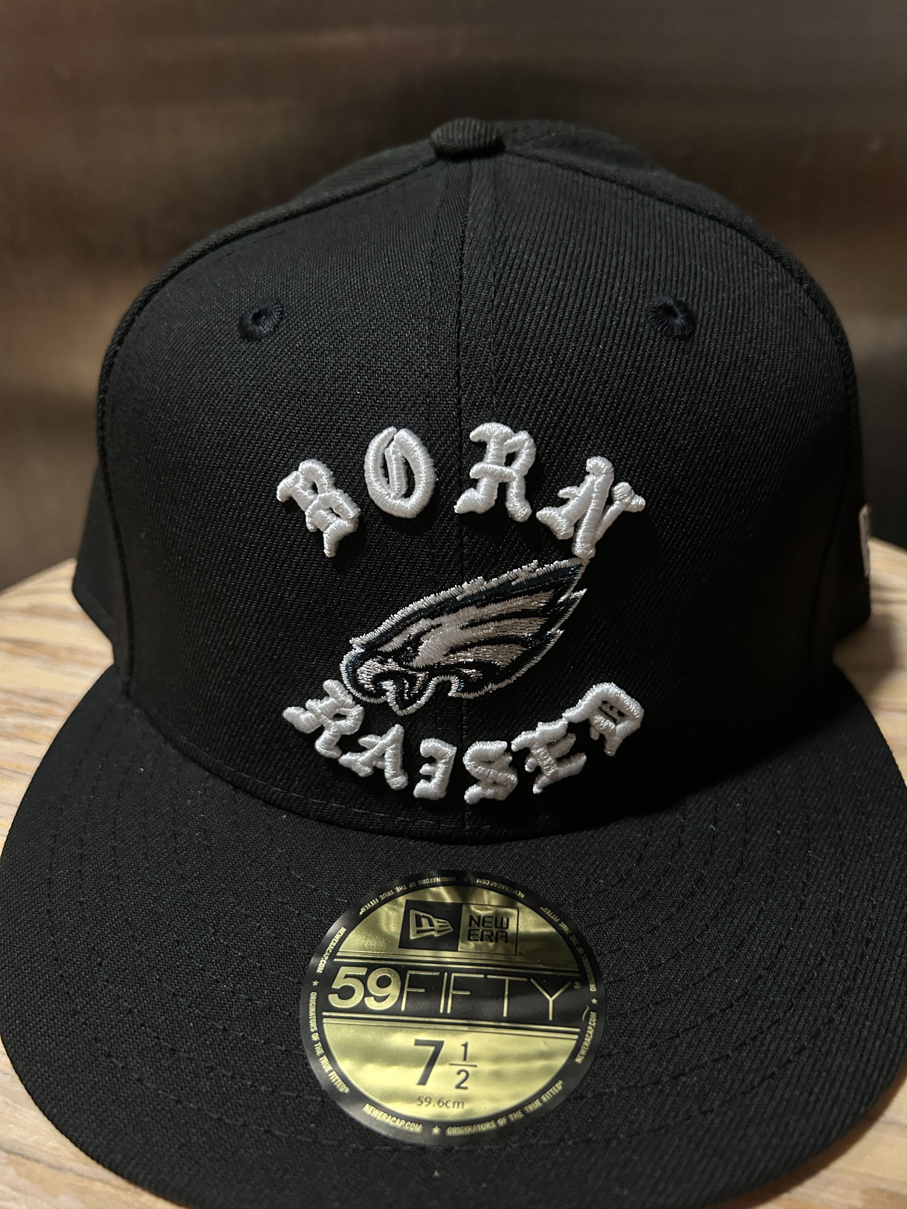 NFL (7 1/2) BORN X RAISED + EAGLES FITTED ROCKER HAT: BLACK | Grailed