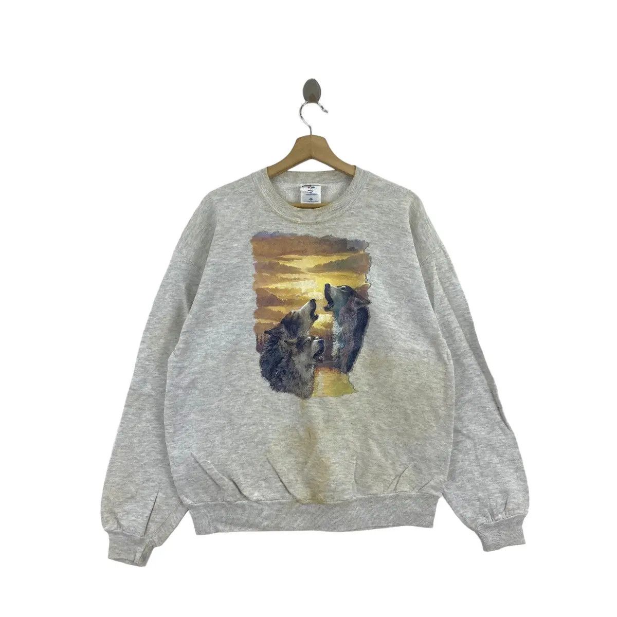 Vintage Vintage 90’ WILD WOLVES FOX Nature Safari Painting Size L / US 10 / IT 46 - 1 Thumbnail