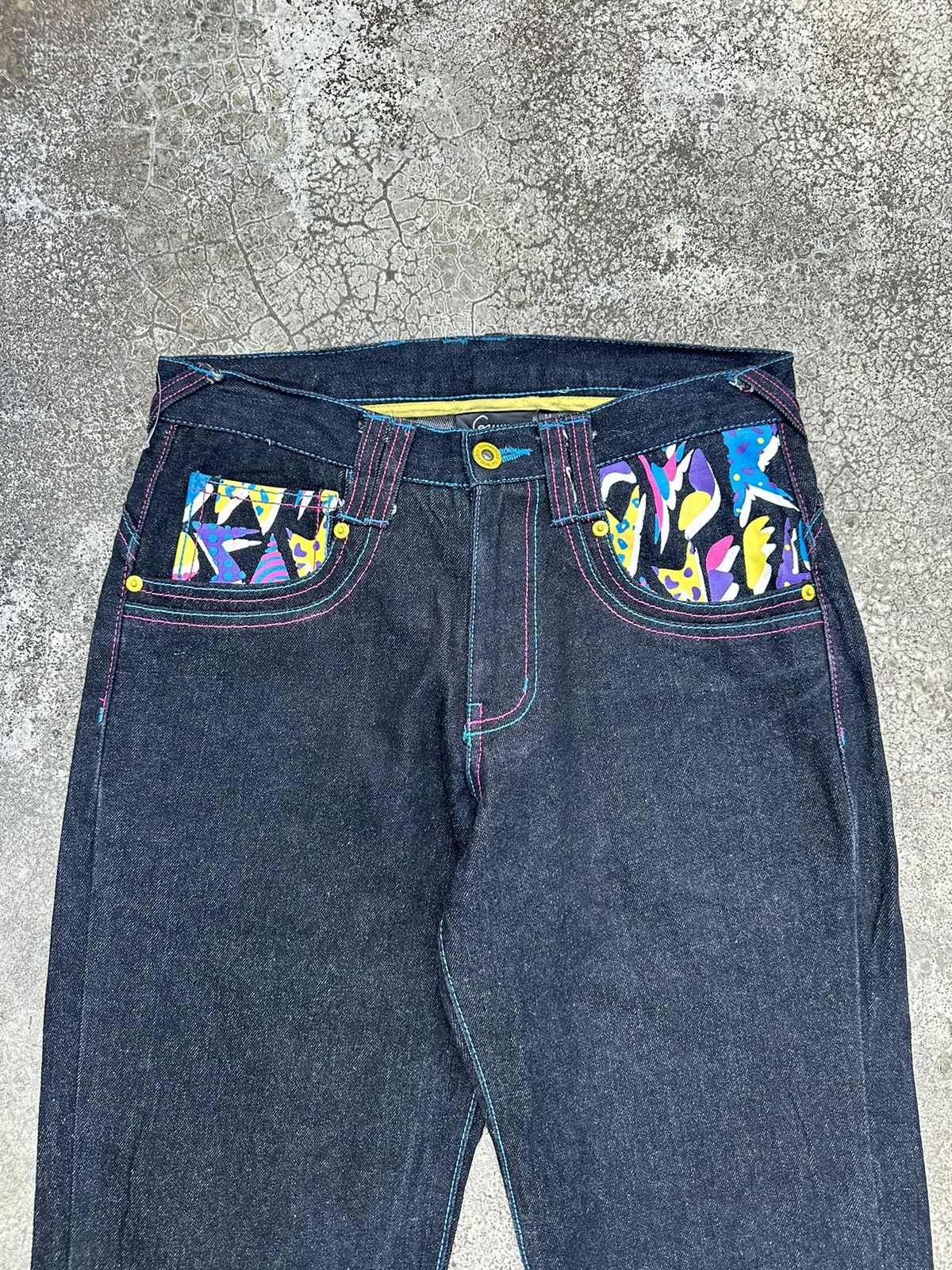 Japanese Brand Gumu Blue Indigo Printed Loose Denim W30 F61 Size US 30 / EU 46 - 3 Thumbnail