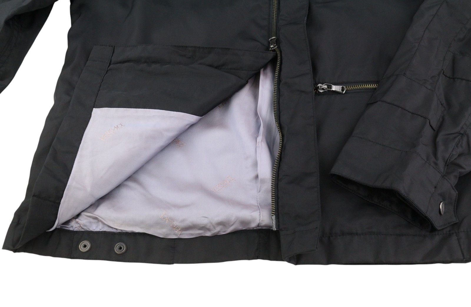 Versace 50 Black High Band Neck Lined Zipper Pockets 86459 Size US M / EU 48-50 / 2 - 6 Thumbnail