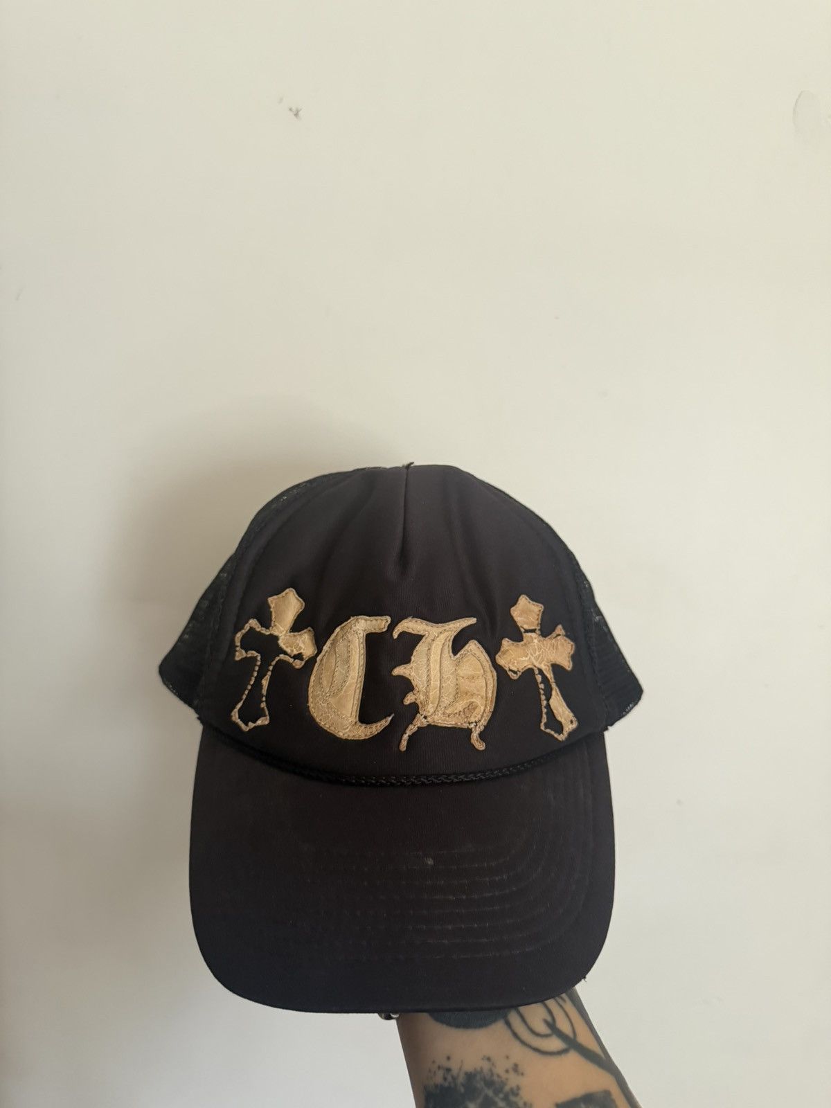 CH Thrashed Vintage Leather Patch Trucker Hat