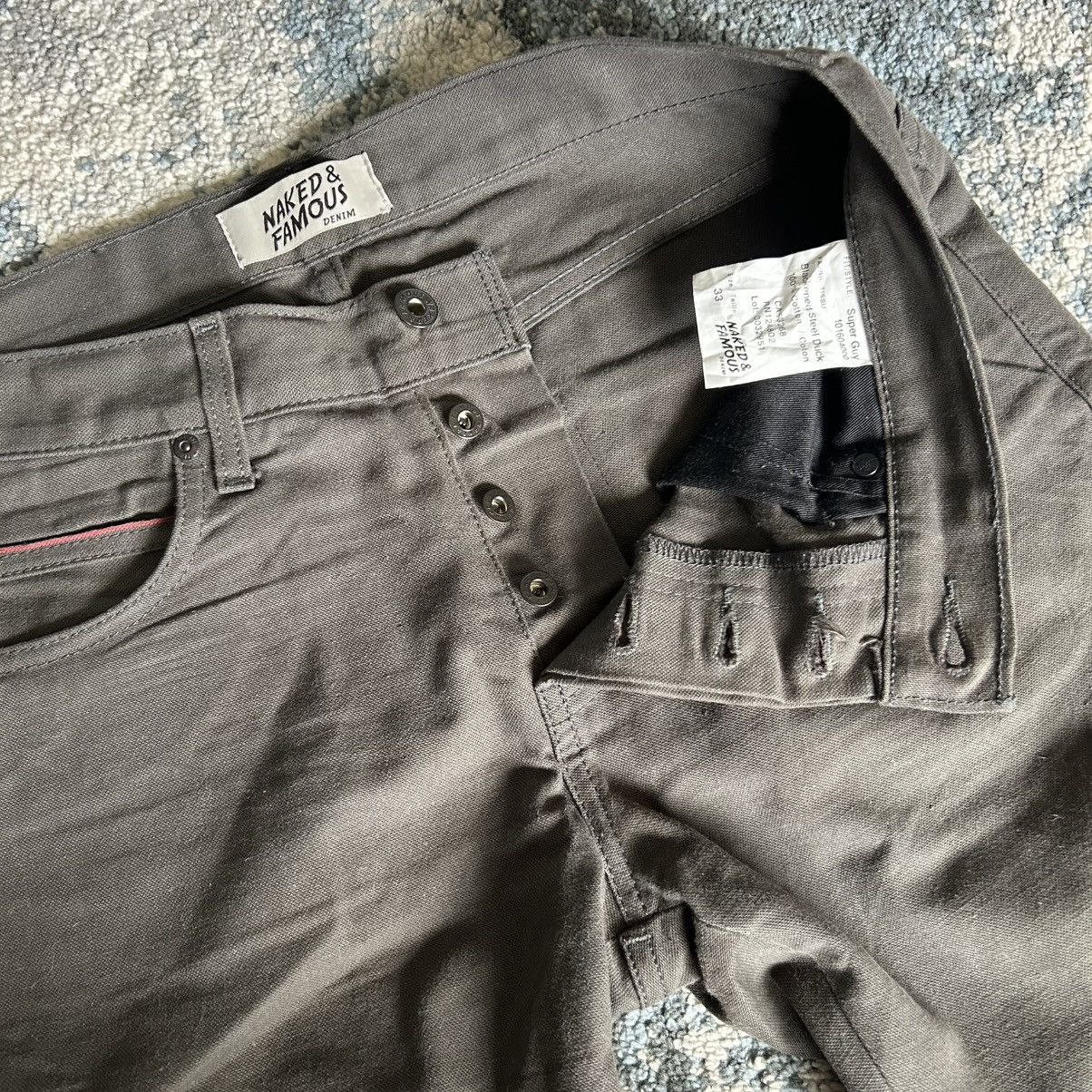 Naked & Famous AUTUMN 2020 Made in Canada BLACK STEEL DUCK CANVAS SELVEDGE Size US 33 - 8 Thumbnail