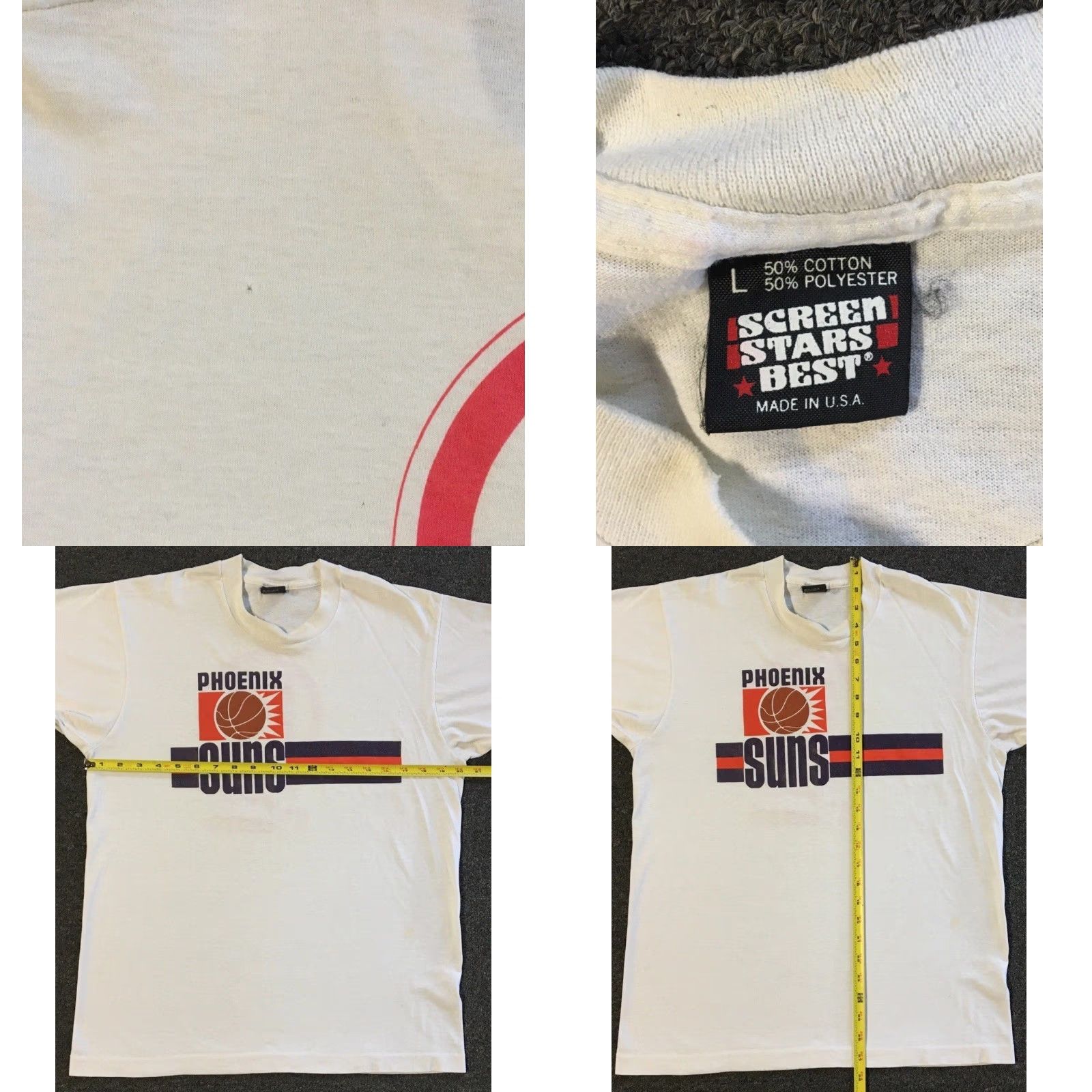 Vintage VINTAGE Phoenix Suns T-Shirt M White Graphic Tee 80s 90s Distressed Circle K Chuck Barkley Grunge Men's Short Sleeve Crew Neck USA Made Single Stitch Size US M / EU 48-50 / 2 - 10 Thumbnail