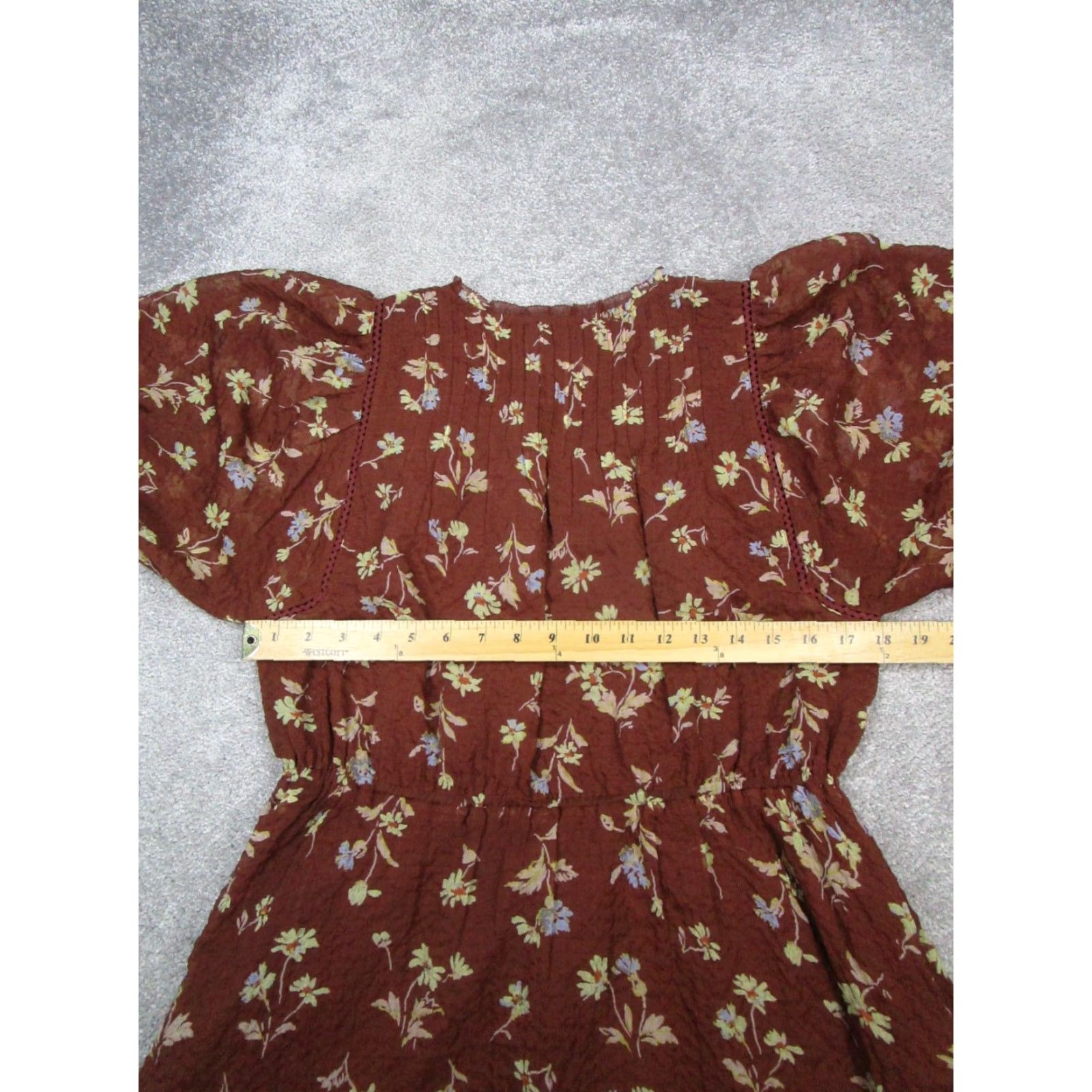 Madewell Dress Womens Medium Brown Yellow Floral Blouson