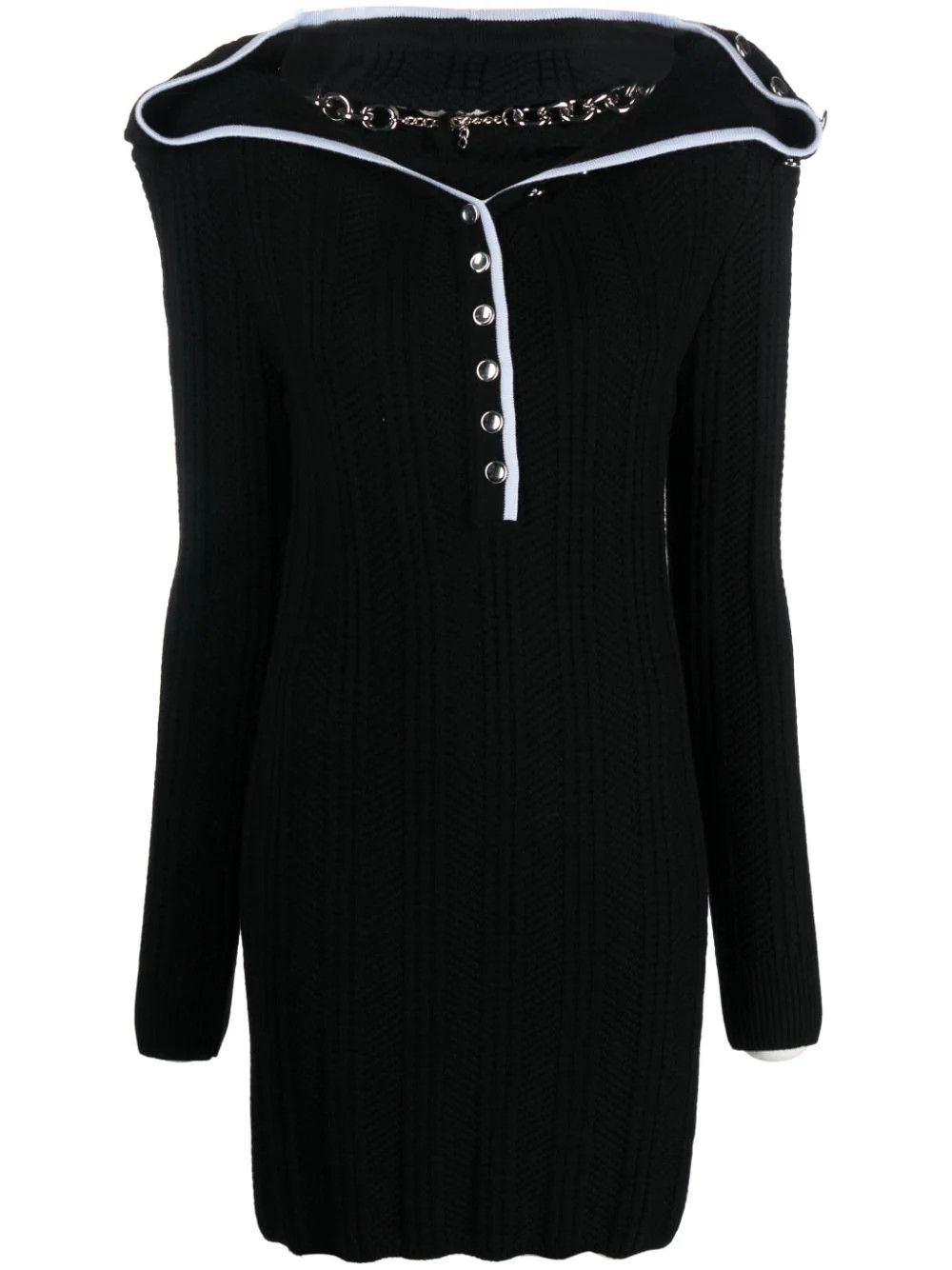 Y/Project o1s22i1n0924 Merino Necklace Wool Dress in Black Size S / US 4 / IT 40 - 1 Thumbnail