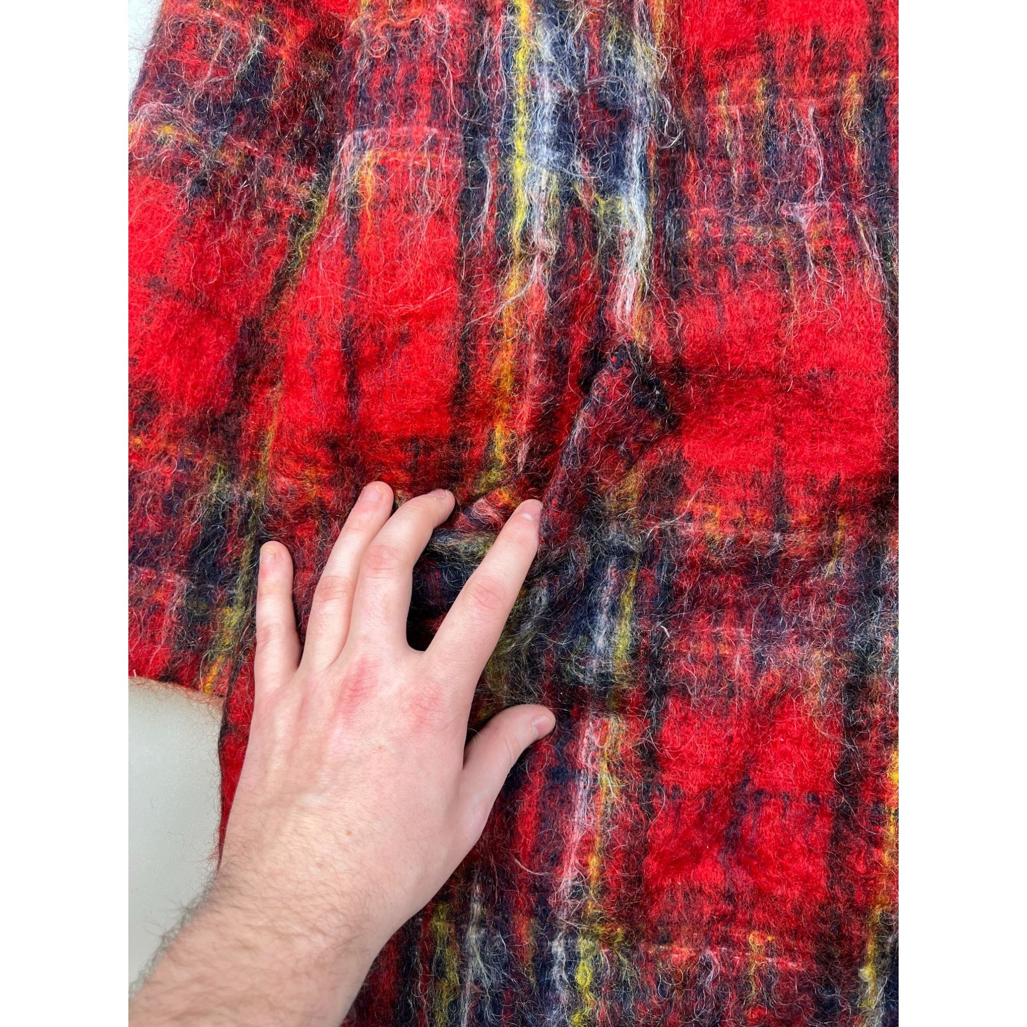 Designer Komplimente Collection Mohair Tartan Coat (Y0678) Size XL / US 12-14 / IT 48-50 - 3 Thumbnail