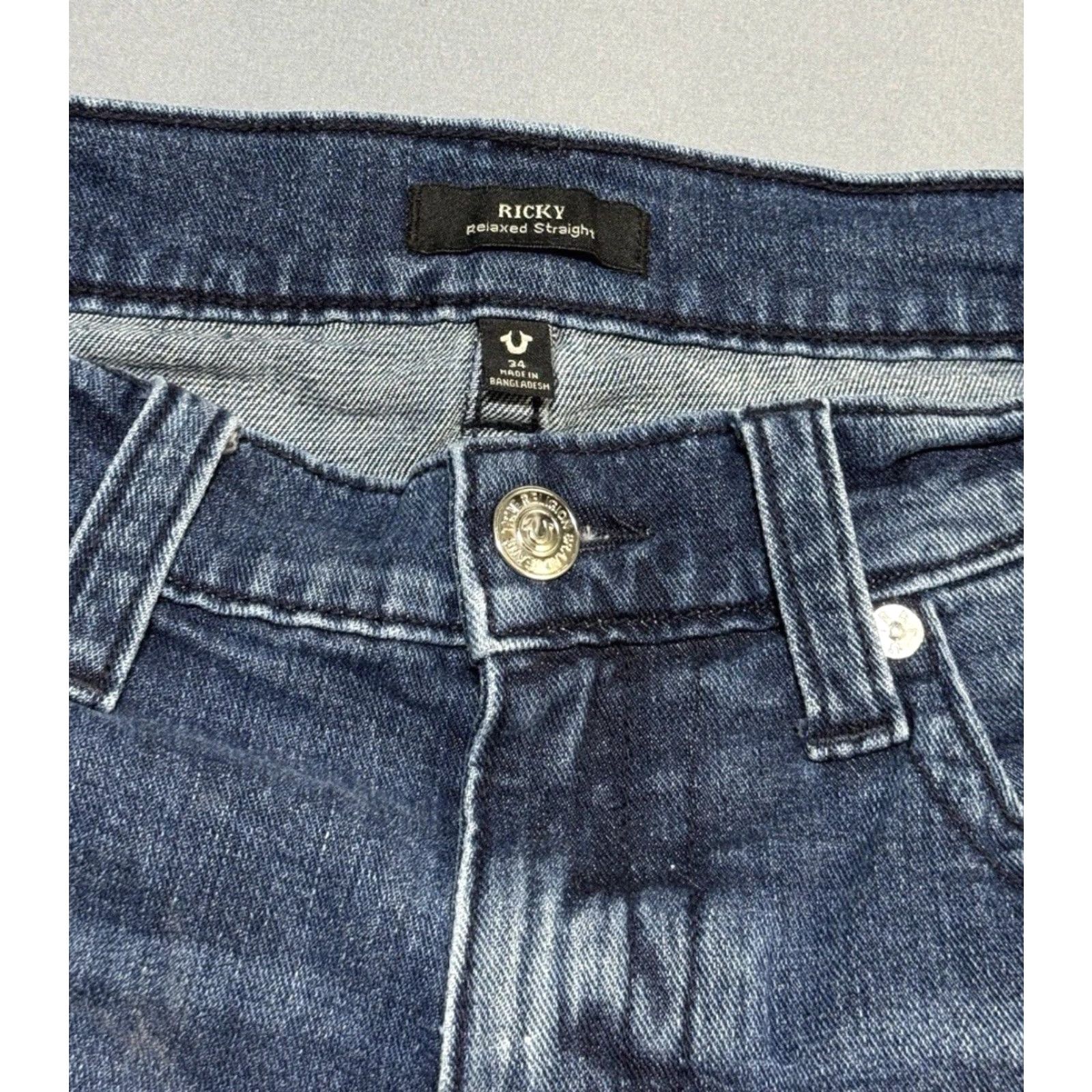 True Religion True Religion Jeans Relaxed Straight Blue Denim Logo Embroidered Button 34x32 Mens Regular 5-Pocket Size US 34 / EU 50 - 5 Thumbnail