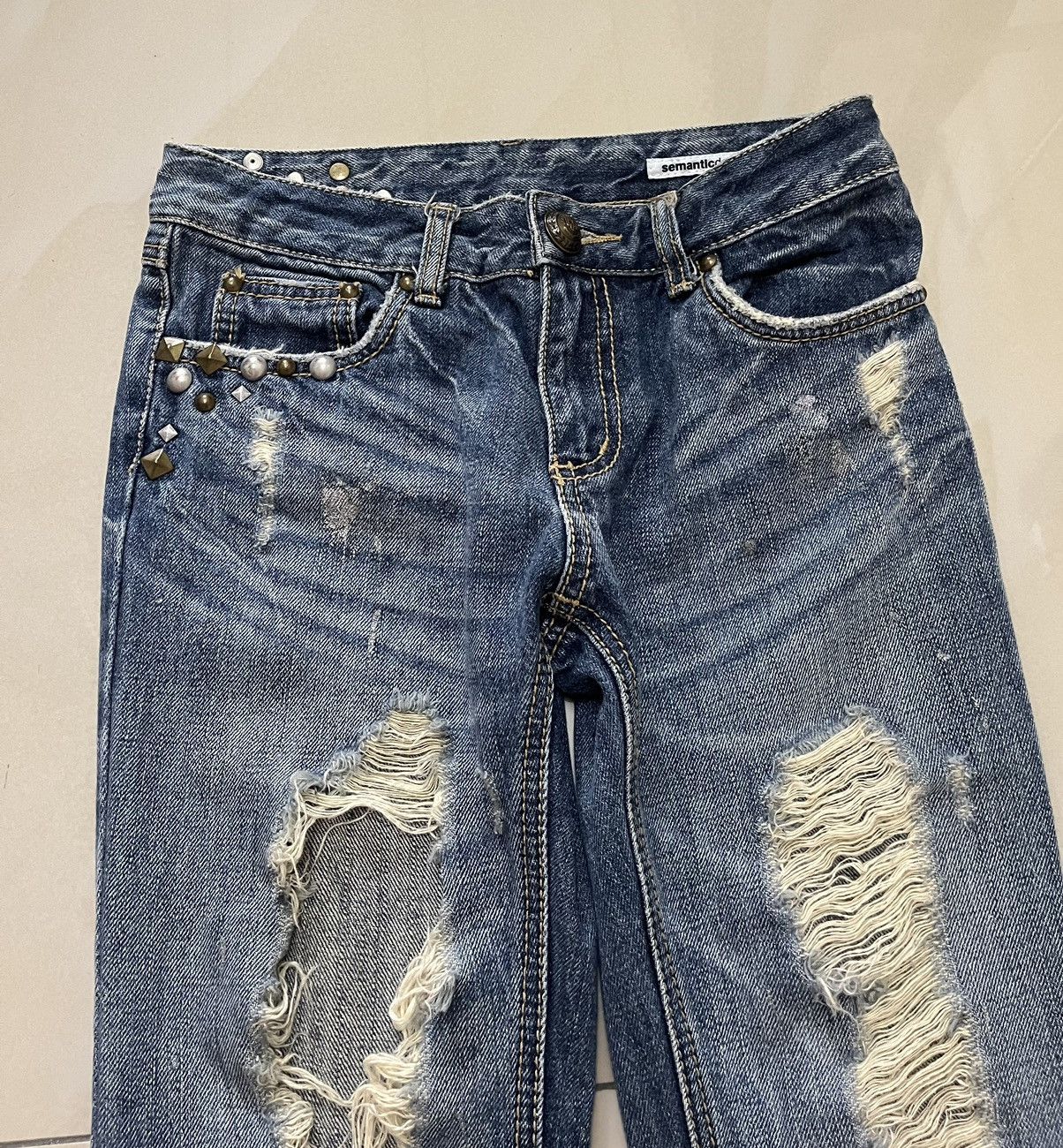 Hysteric Glamour Semantic Design distressed flared silver dust low rise F1 Size US 28 / EU 44 - 6 Thumbnail