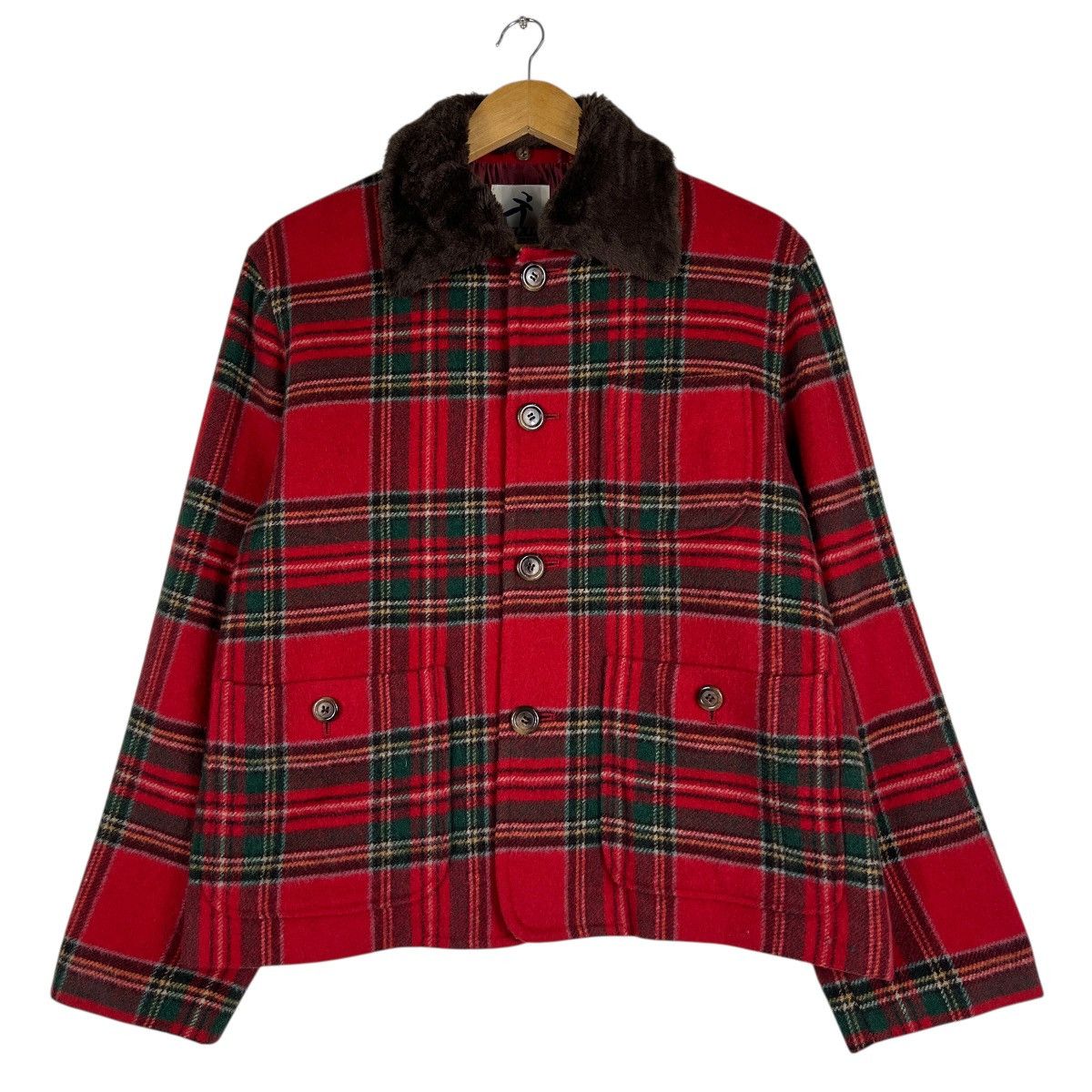 Hai Sporting Gear Hai Sporting Gear Tartan Wool Faux Fur Colar Crop Jacket Size US M / EU 48-50 / 2 - 2 Thumbnail