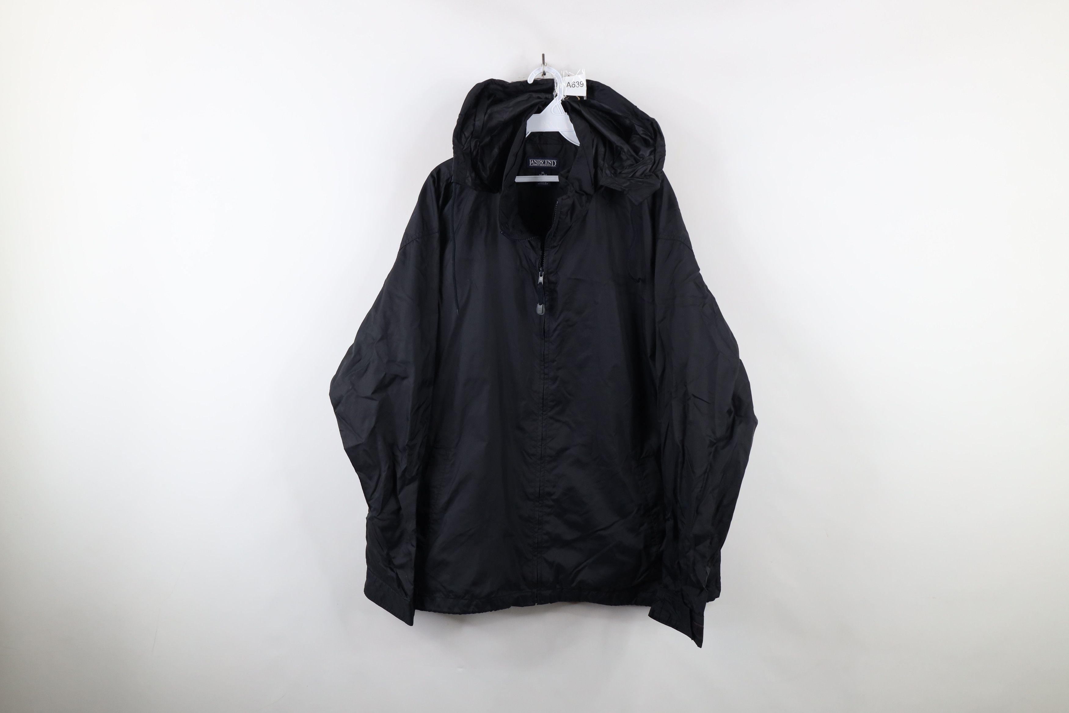 Lands' End × Vintage Vintage 90s Lands End Hooded Windbreaker Rain Jacket Navy Size US XL / EU 56 / 4 - 1 Thumbnail