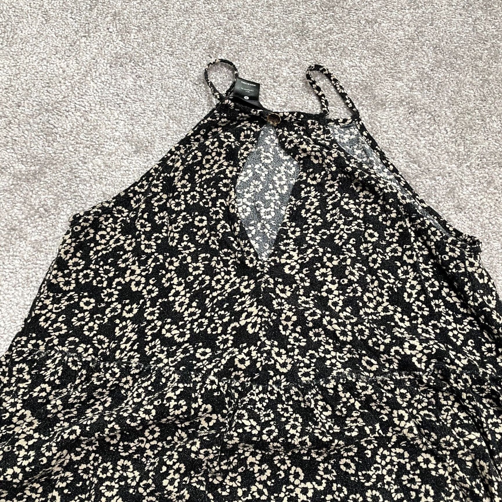 AQUA Aqua Halter A-Line Tank Dress Womens Small Black Floral Summer Dress Size S / US 4 / IT 40 - 4 Thumbnail