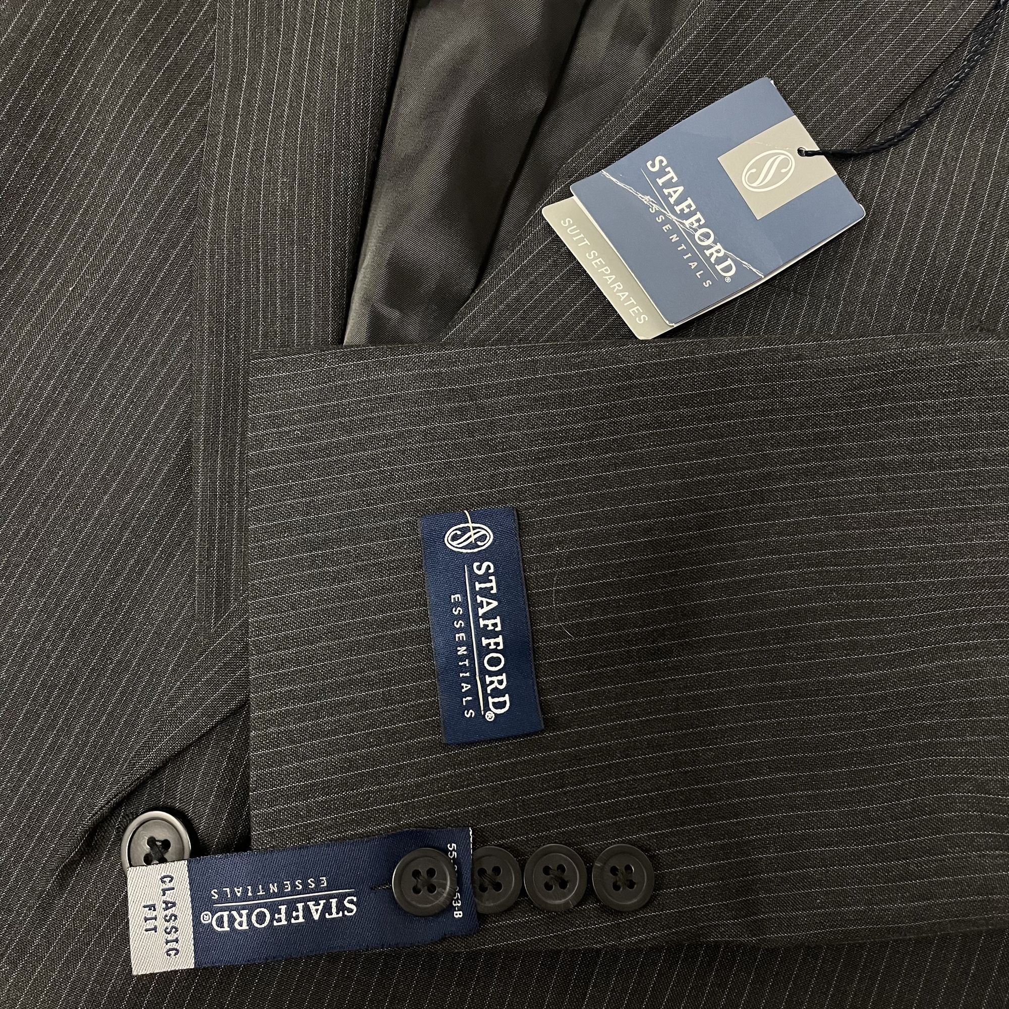Stafford NWT NEW Stafford Charcoal Sport Coat PINSTRIPE Jacket Size 40R - 4 Thumbnail