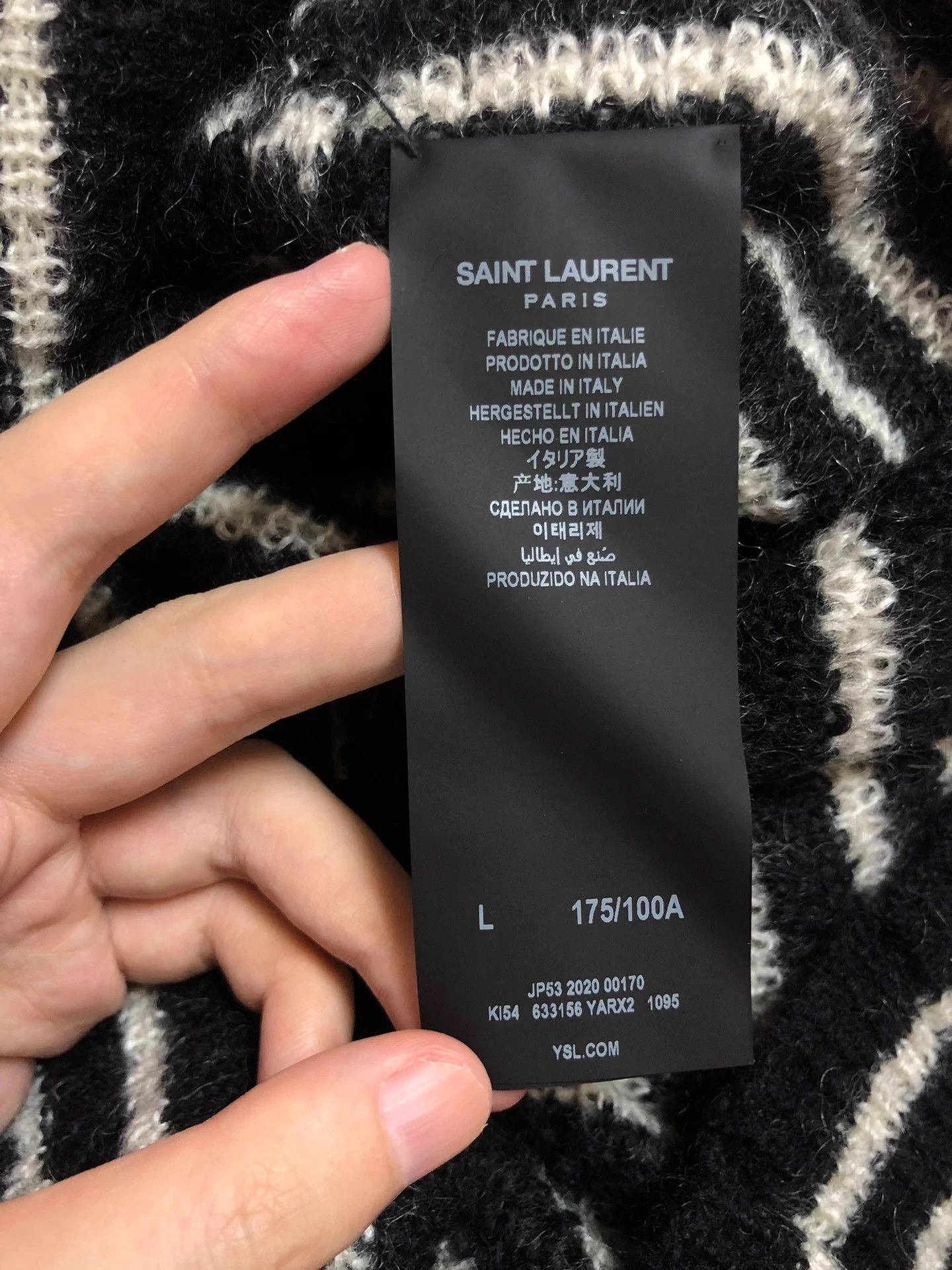 Saint Laurent Paris Saint Laurent Black and White Striped Turtleneck Sweater, Size L / US 10 / IT 46 - 8 Thumbnail