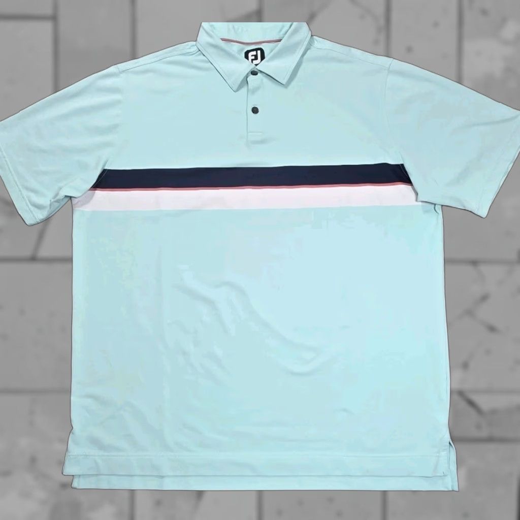 Footjoy FootJoy FJ Mens L Short Sleeve Mint Green Pink Performance Golf Polo Shirt Shirt Mens L Green Pink Colorblock 90s? Size US L / EU 52-54 / 3 - 1 Thumbnail