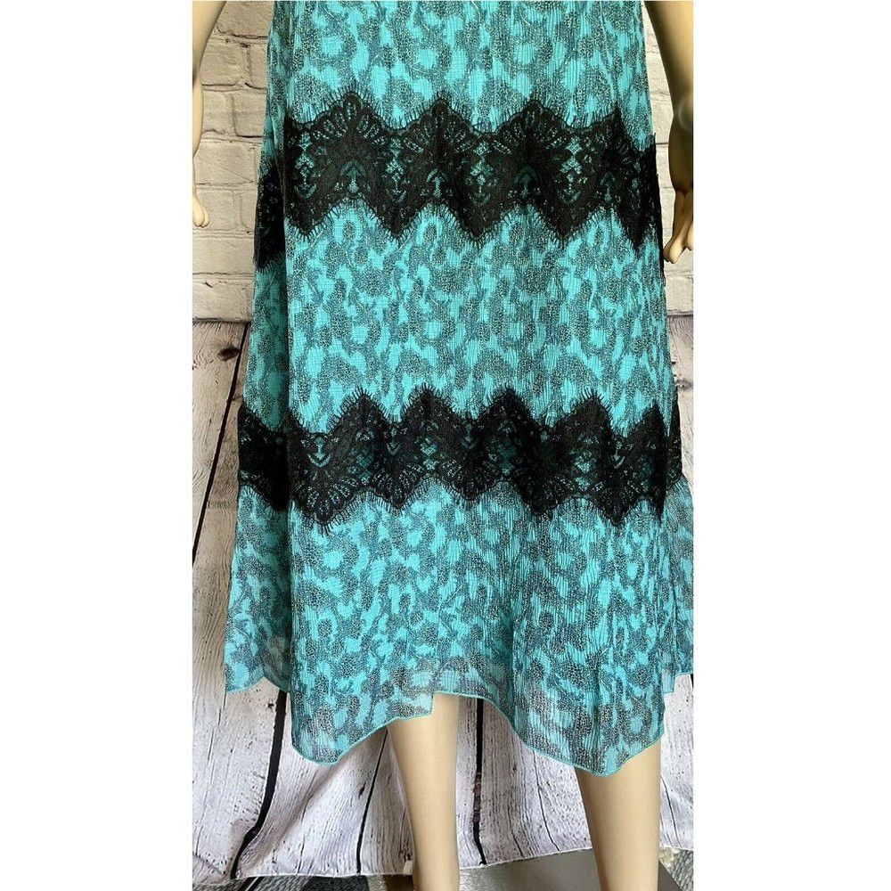 Anthropologie NWT New Anthropologie FOXIEDOX Teal Pleated Black Lace Dres Size M / US 6-8 / IT 42-44 - 9 Thumbnail