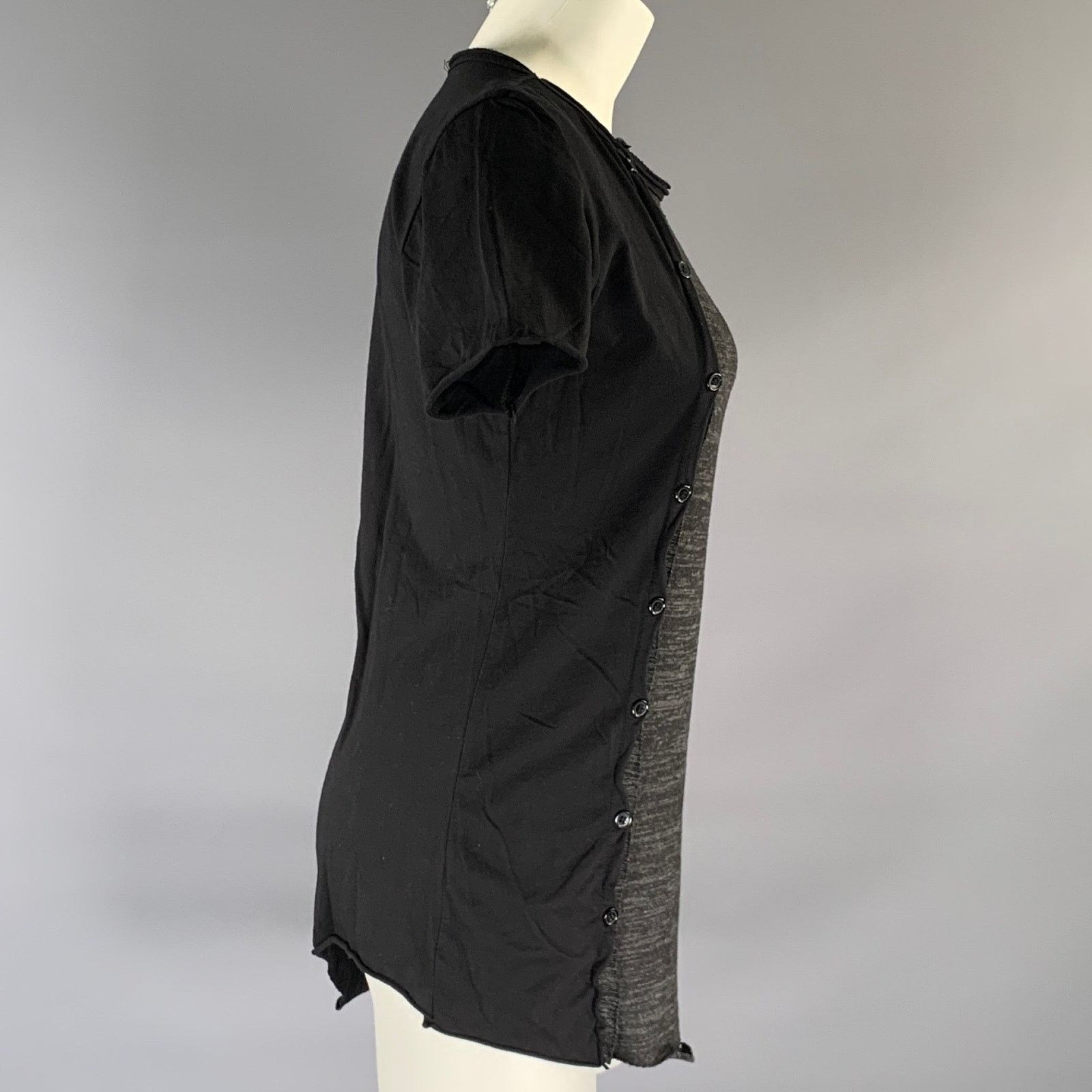 Other NO BRAND Size S Black Grey Distressed Short Sleeve Shirt Size S / US 4 / IT 40 - 2 Thumbnail