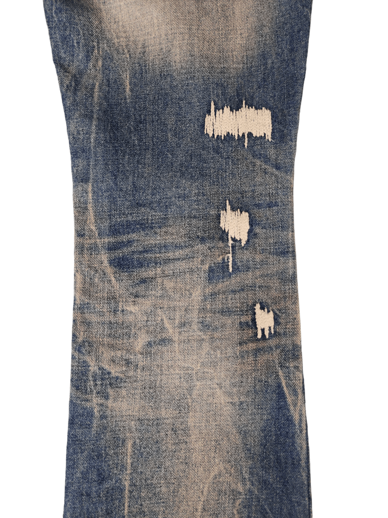 GOSTAR DE FUGA Flare Jeans Fuga Boro Sew Distress Faded Denim Bootcut Y2k Size US 31 - 14 Thumbnail