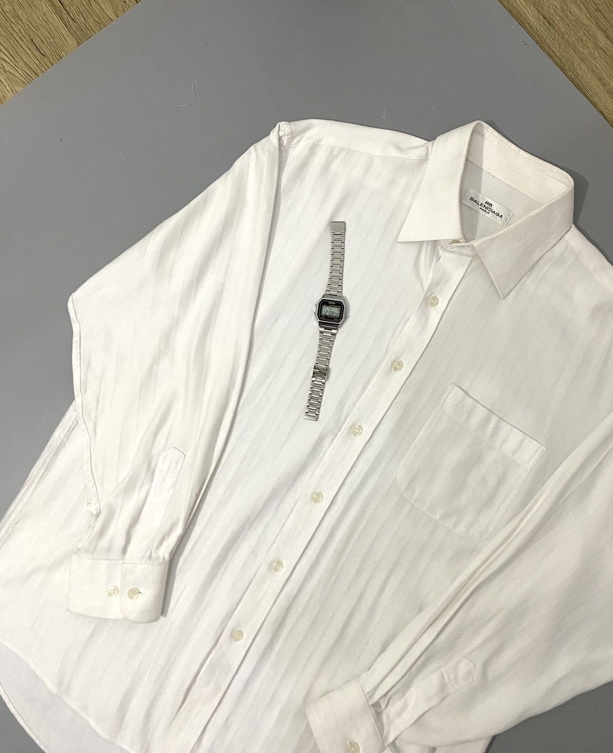 Balenciaga × Vintage 💥All White💥Balenciaga Shirt Buttons Up Size US L / EU 52-54 / 3 - 5 Thumbnail