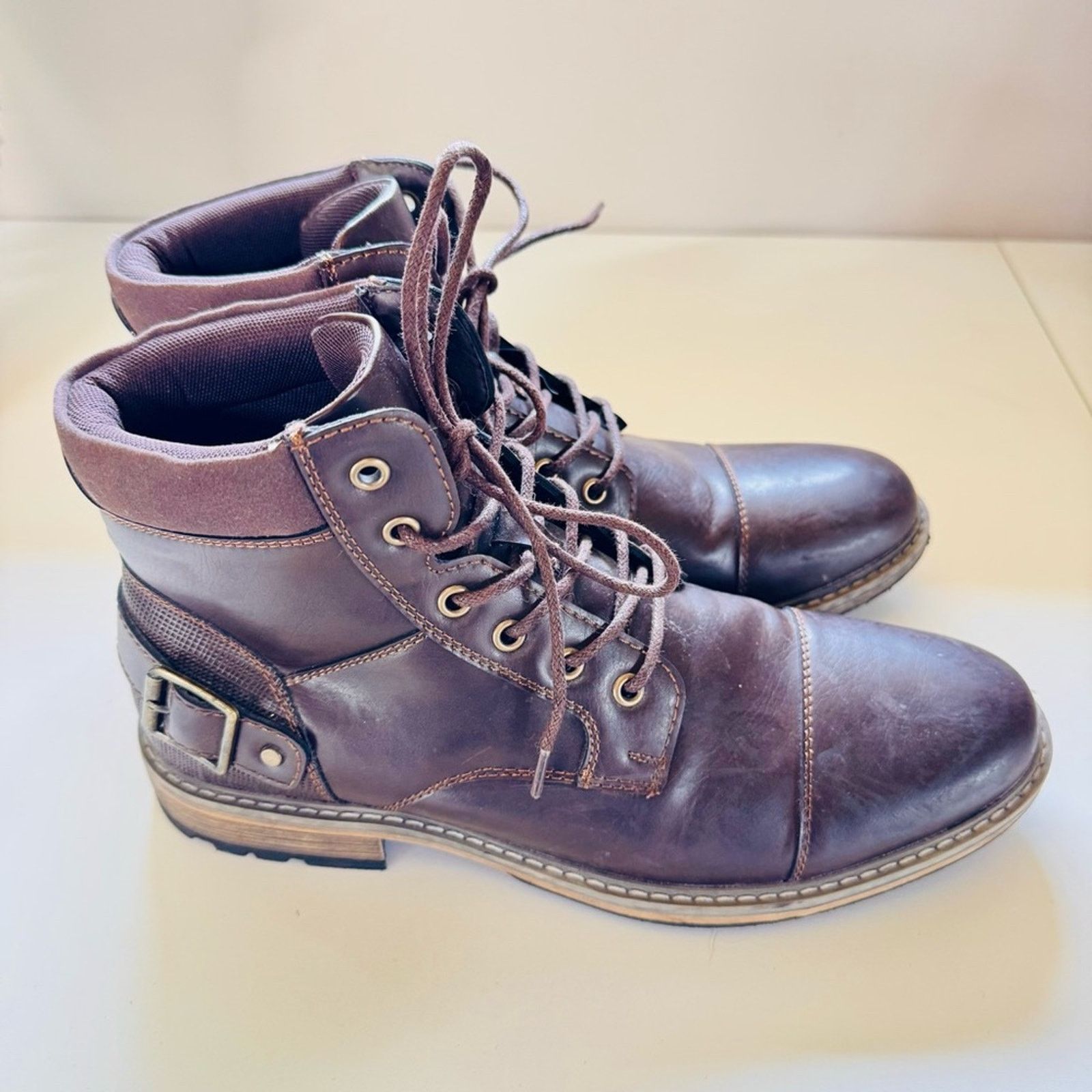 Nordstrom JF J FERRAR Brown Memory Foam Lace Up Buckle Ankle Boots 10 Size US 10 / EU 43 - 5 Thumbnail